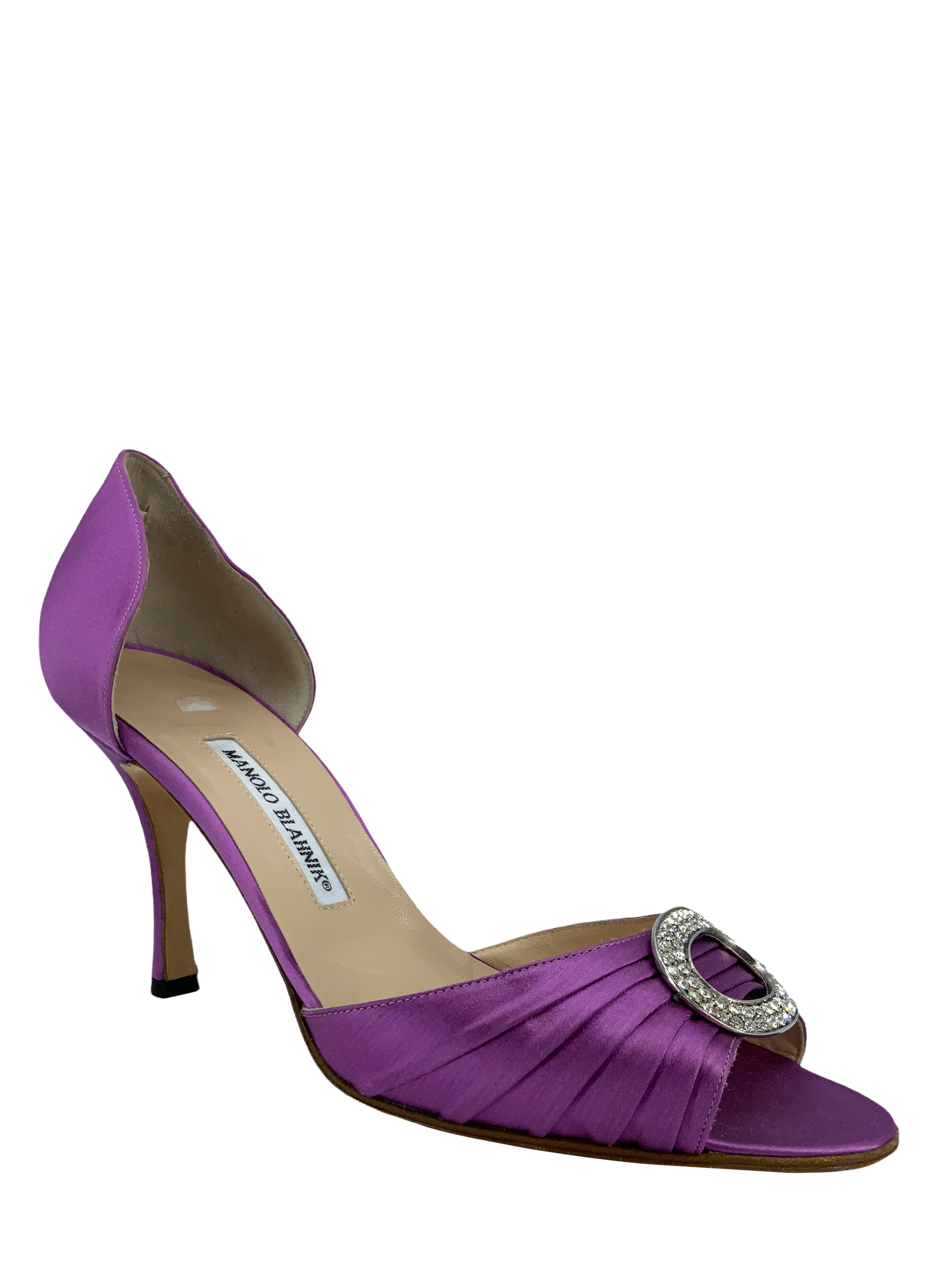 Manolo Blahnik Sedarby Embellished Satin d'Orsay Pumps Women's Size 10.5 - Luxury Evening Heels for Weddings, Parties & Special Occasions