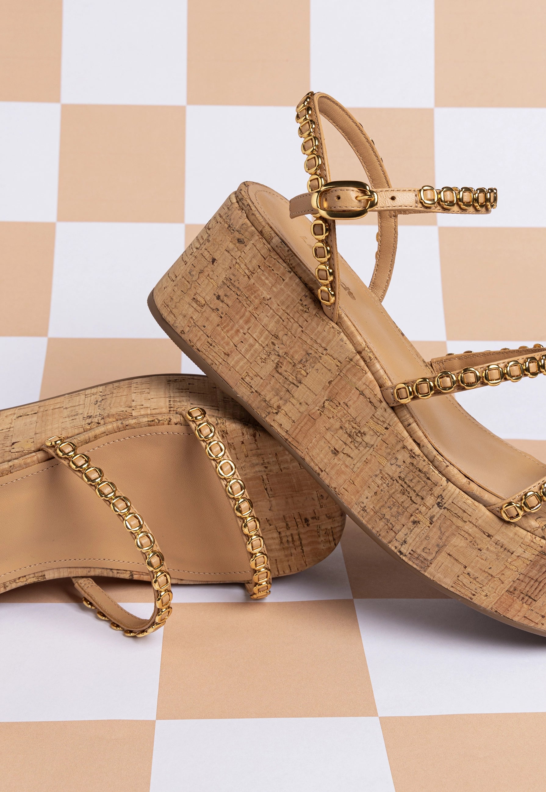 Gio Milanina Women's Flatform Sandals in Tan Leather & Natural Cork - Comfortable Summer Wedges for Beach, Vacation & Casual Outfits