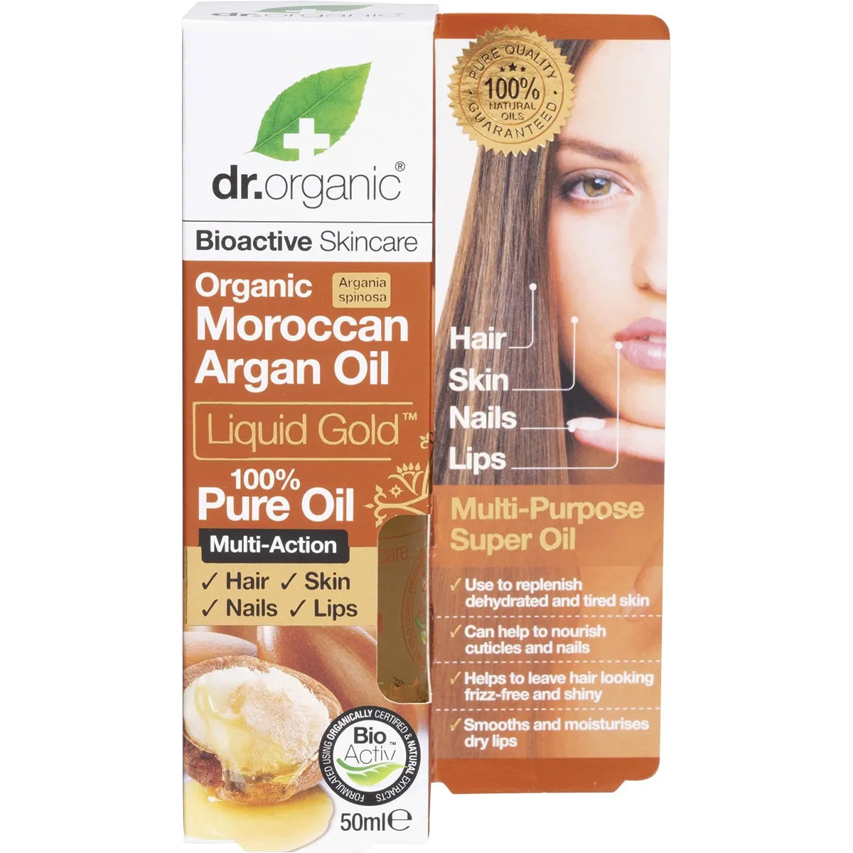 Organic Moroccan Argan Oil by Dr Organic - 100% Pure, Cold-Pressed & Unrefined for Hair, Skin & Nails - Natural Hydration & Repair for Dry Hair, Split Ends & Wrinkles - Perfect for DIY Beauty & Hair Care Routines