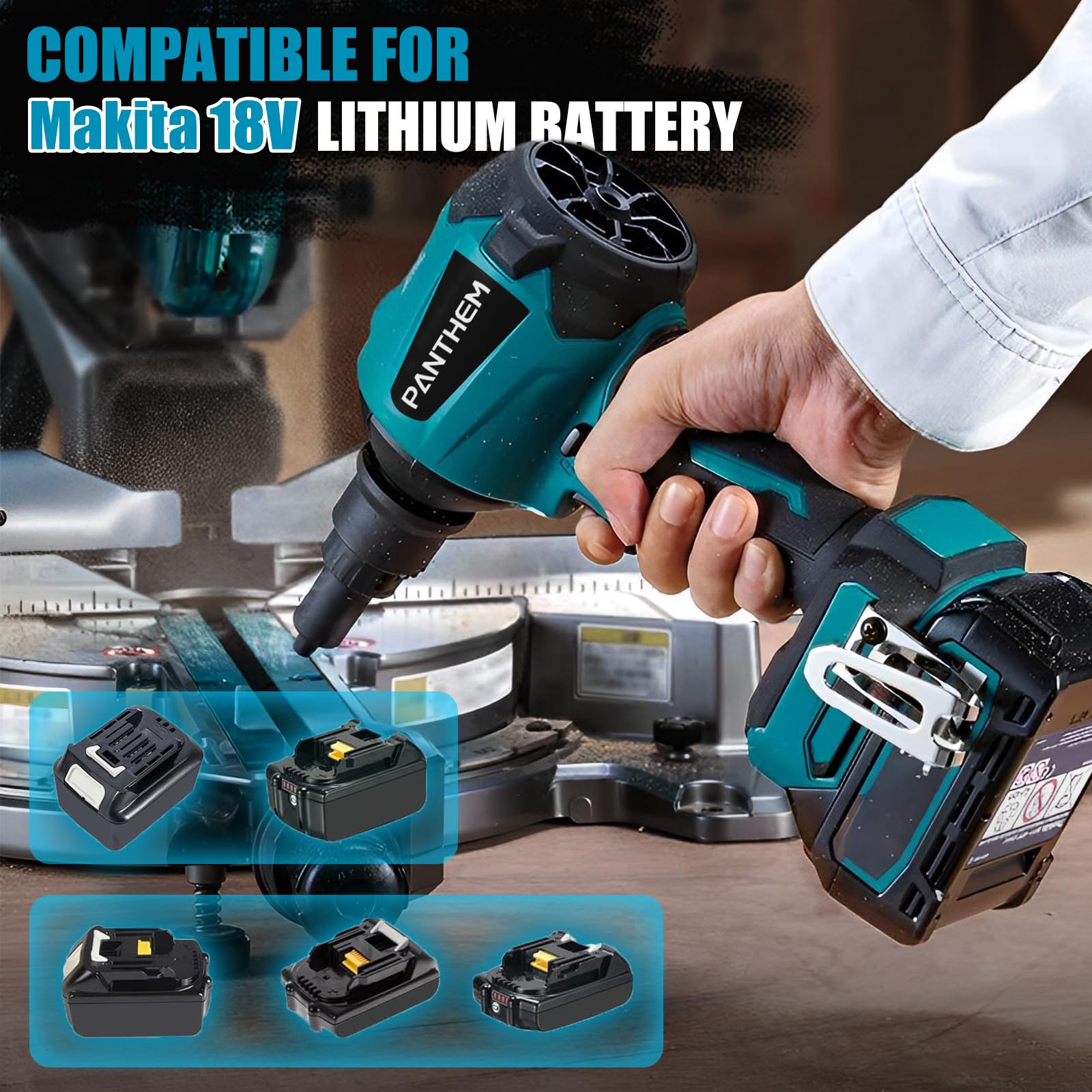 **18V Cordless Leaf Blower - Mini Battery-Powered Blower Compatible with Makita 18V Li-Ion Batteries for Lawn Care, Leaf Blowing, Car Cleaning & Tight Spaces (Battery & Charger Not Included, Blue)**    *Perfect for quick yard cleanup, blowing leaves off driveways, drying cars after washing, and reaching tight corners.*