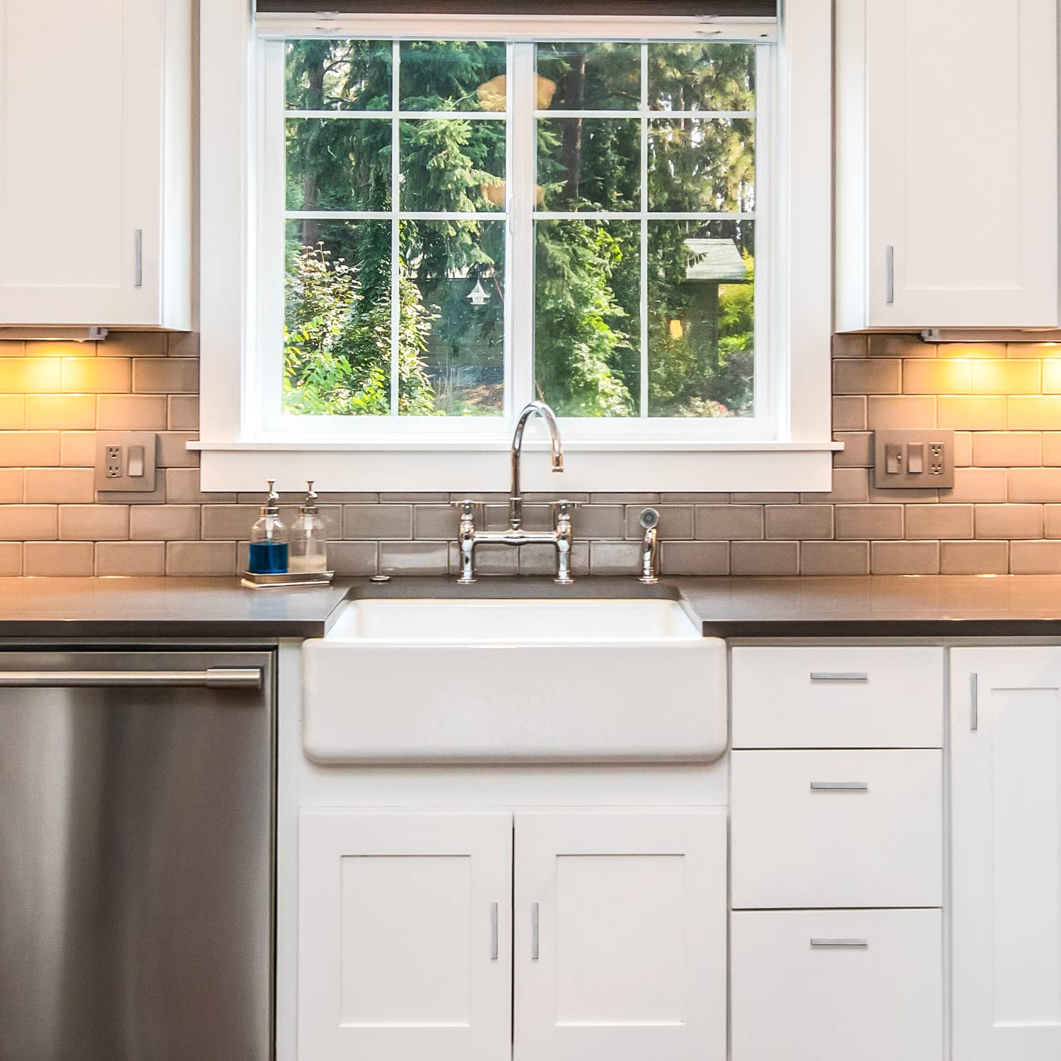 20 Pack 4 Inch Brushed Nickel Cabinet Pulls - Square Kitchen Cabinet Handles for Drawers & Doors - Durable Hardware for Modern & Farmhouse Style Kitchens (Perfect for Home Renovation & DIY Projects)