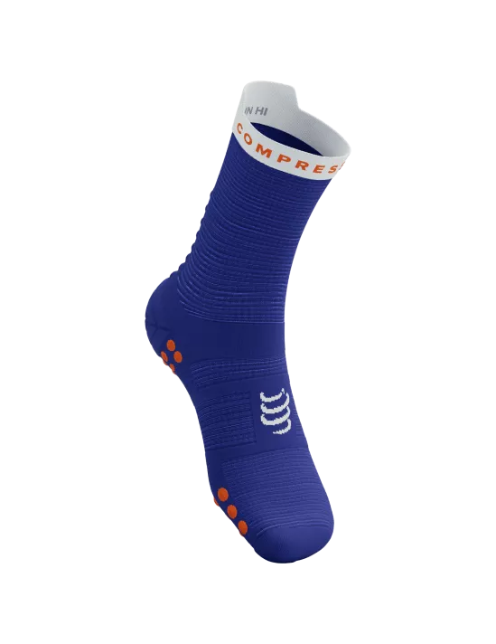 Compressport Pro Racing Socks v4.0 - Unisex High-Performance Running Socks in Dazzling Blue/White - Ideal for Marathon, Triathlon & Athletic Training