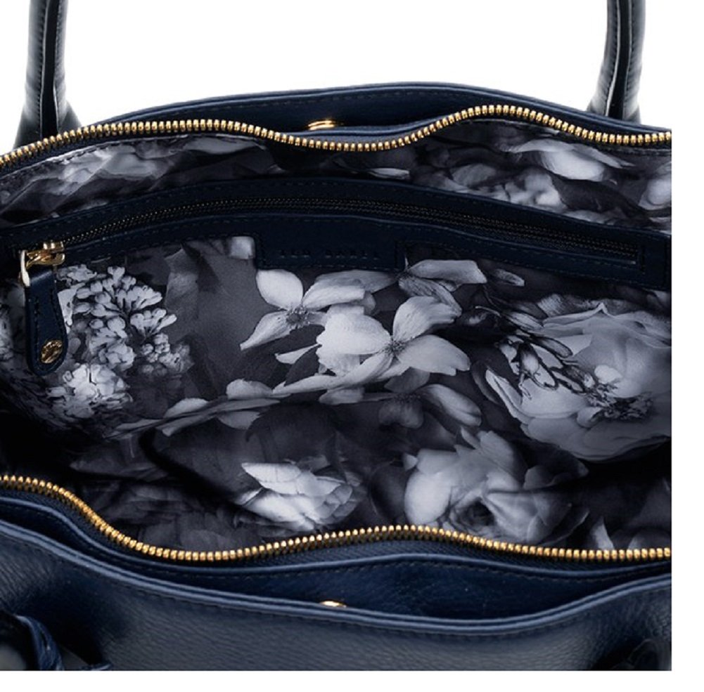 Ted Baker Paige Large Leather Tote Bag for Women - Stylish Navy Blue Handbag for Work, Travel & Everyday Use
