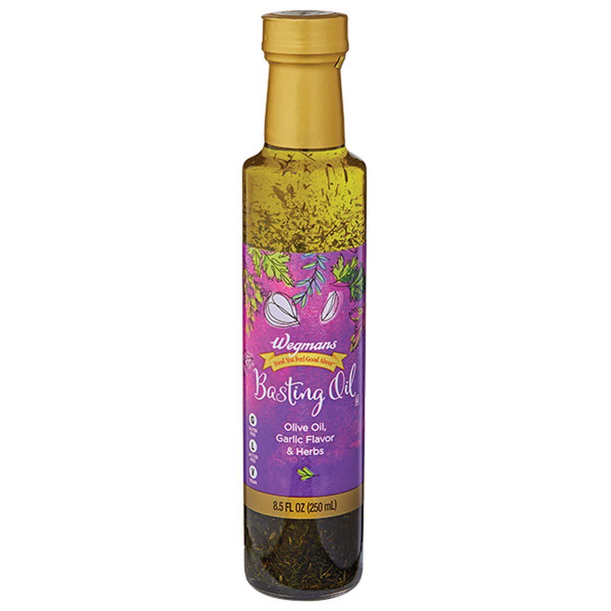 Wegmans Garlic & Herb Basting Olive Oil - 8.5 oz | Premium Cooking Oil for Roasting, Grilling & Baking | Perfect for Meats, Vegetables & Breads