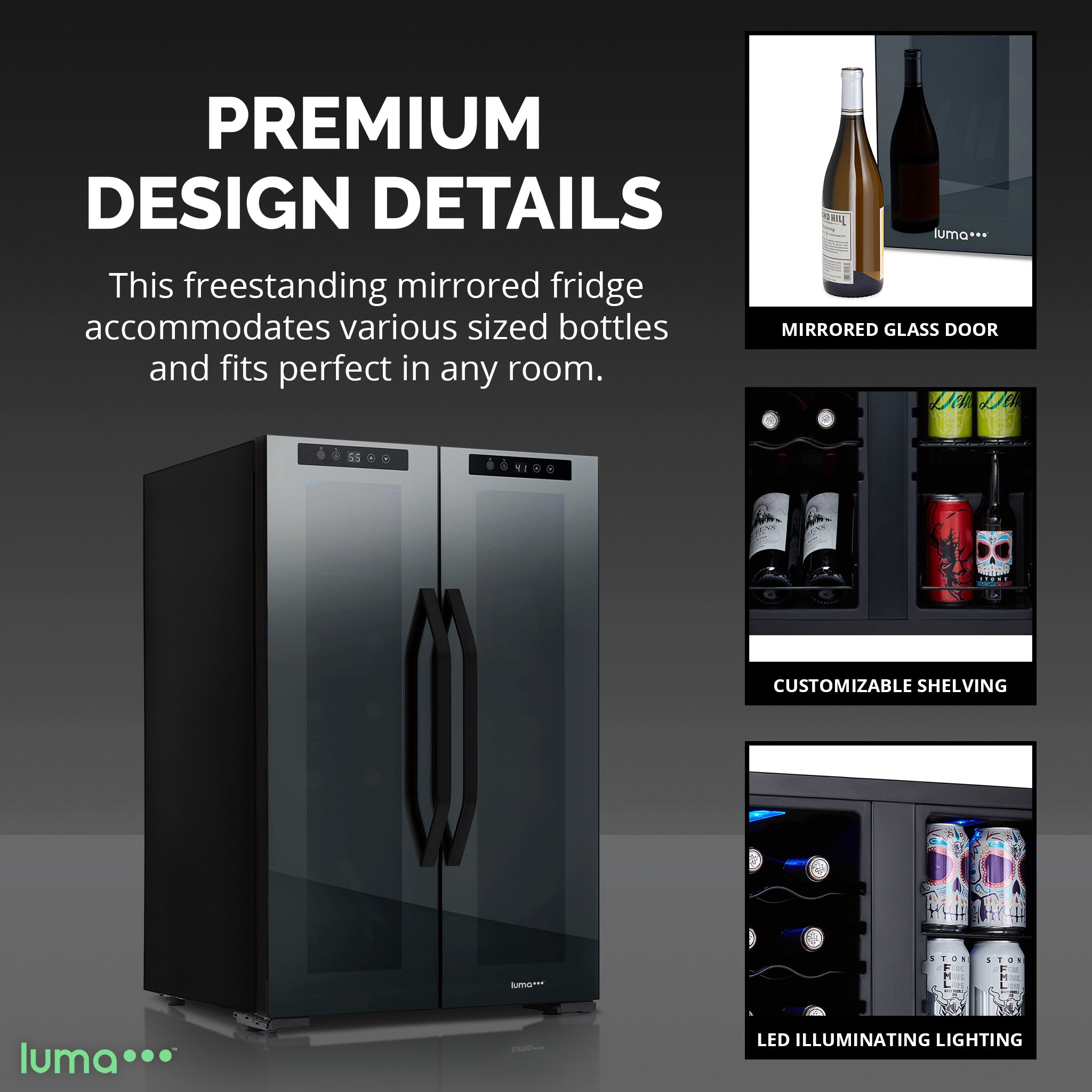Luma Comfort 39 Can 12 Bottle Freestanding Dual Zone Beverage Refrigerator - Perfect for Home Bars, Offices, and Entertaining Guests