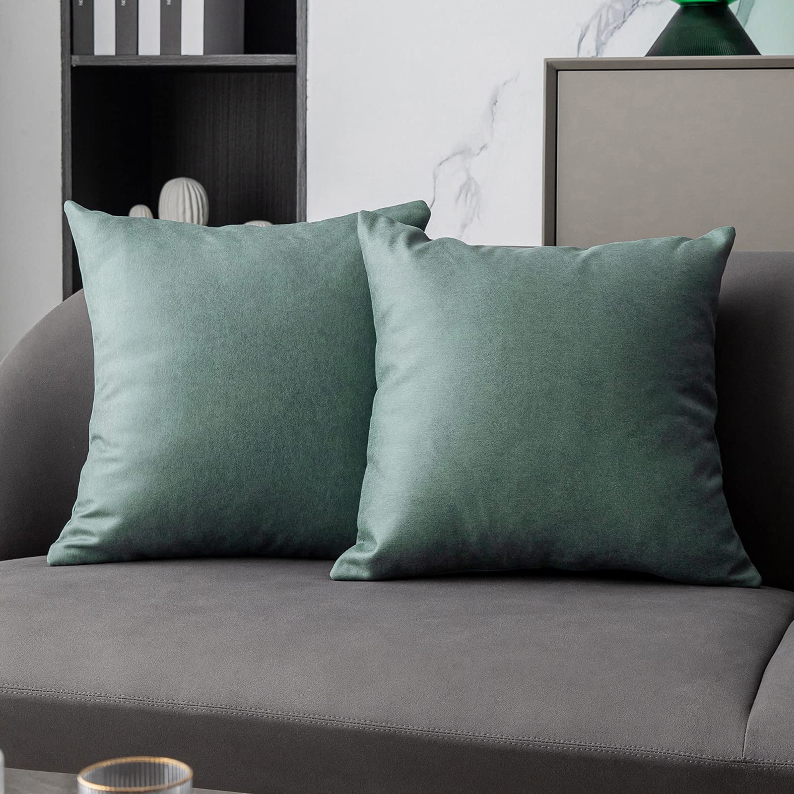 Anickal Aqua Pillow Covers 20x20 Inch Set of 2 - Soft Faux Suede Decorative Square Throw Pillow Cases for Bed, Sofa, Couch - Modern Accent Cushion Covers for Living Room & Bedroom - Perfect for Home Decor, Cozy Reading Nook, and Guest Room Styling