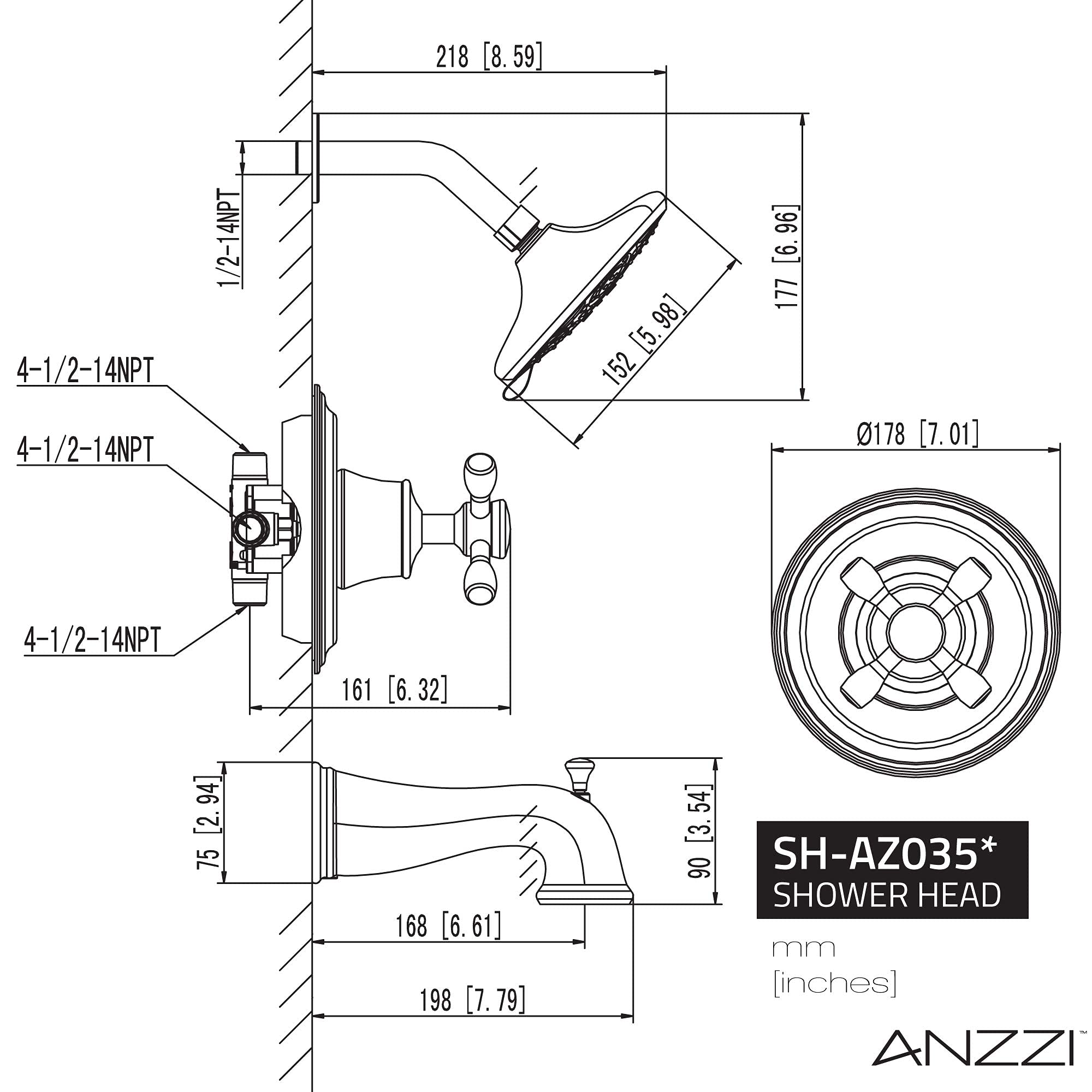 ANZZI Mesto Luxury Single Handle Wall Mounted Shower System - Oil Rubbed Bronze Rain Shower Head, Valve & Tub Faucet Combo Set for Bathroom (SH-AZ035) | Perfect for Modern Master Bathrooms & Spa-Like Shower Experience