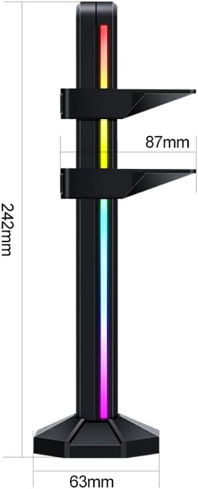 5V RGB LED Magnetic Headphone Stand - Vertical GPU Support Bracket with Adjustable Height for Gaming Headsets | Perfect for PC Gaming Setup & Desk Organization