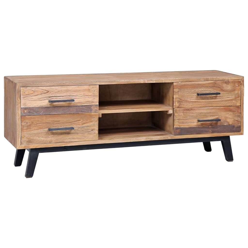 Rustic Wood TV Stand with Storage Cabinet Doors - 47.2