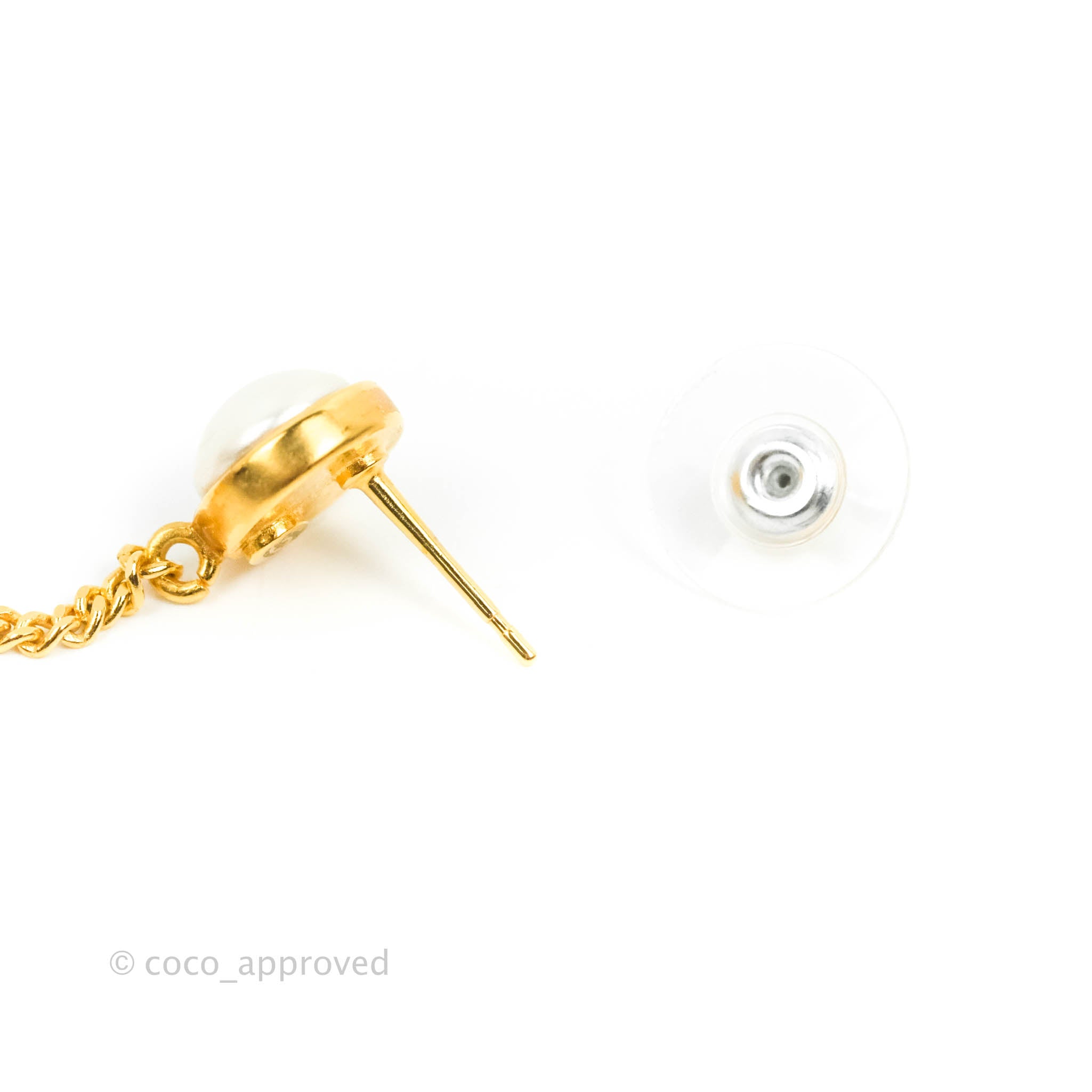 Chanel Rhinestone Pearl Drop Earrings - Gold Tone Luxury Jewelry for Women | Perfect for Parties, Weddings & Special Occasions