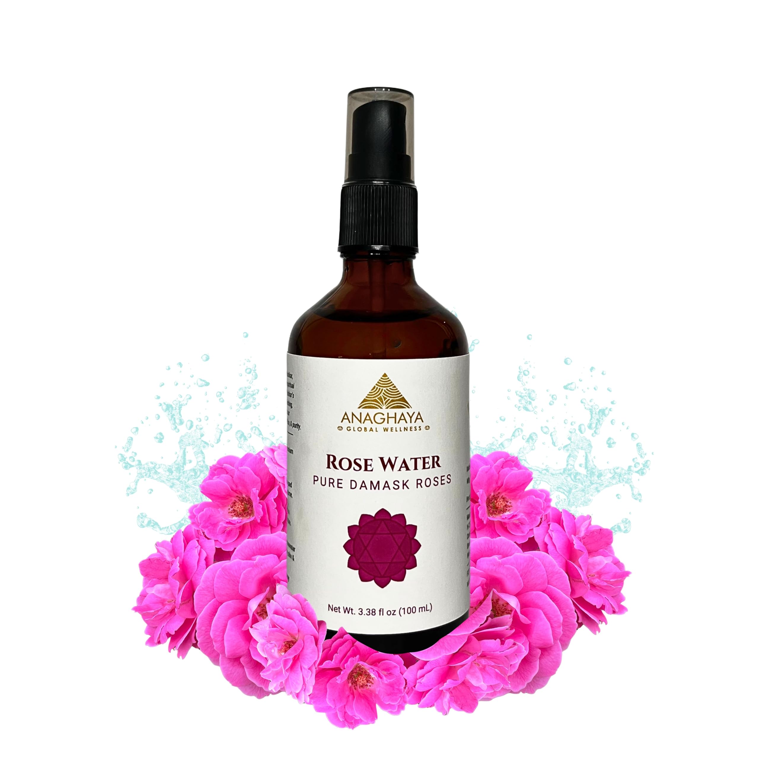 Organic Rose Water Facial Spray & Hydrating Toner - 3.38 fl oz Damask Rose Extract for Glowing Skin & Hair Care | Soothing, Refreshing Mist for All Skin Types | Perfect for Daily Skincare, Makeup Setting & On-the-Go Hydration