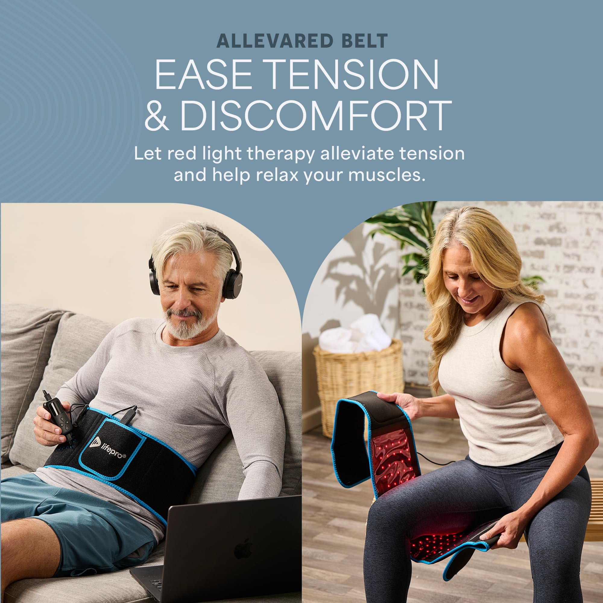 Lifepro Red Light Therapy Belt - 660nm & 850nm Near Infrared Light for Pain Relief, Muscle Recovery, Circulation Boost | Portable At-Home Therapy for Back, Joint & Muscle Pain Relief