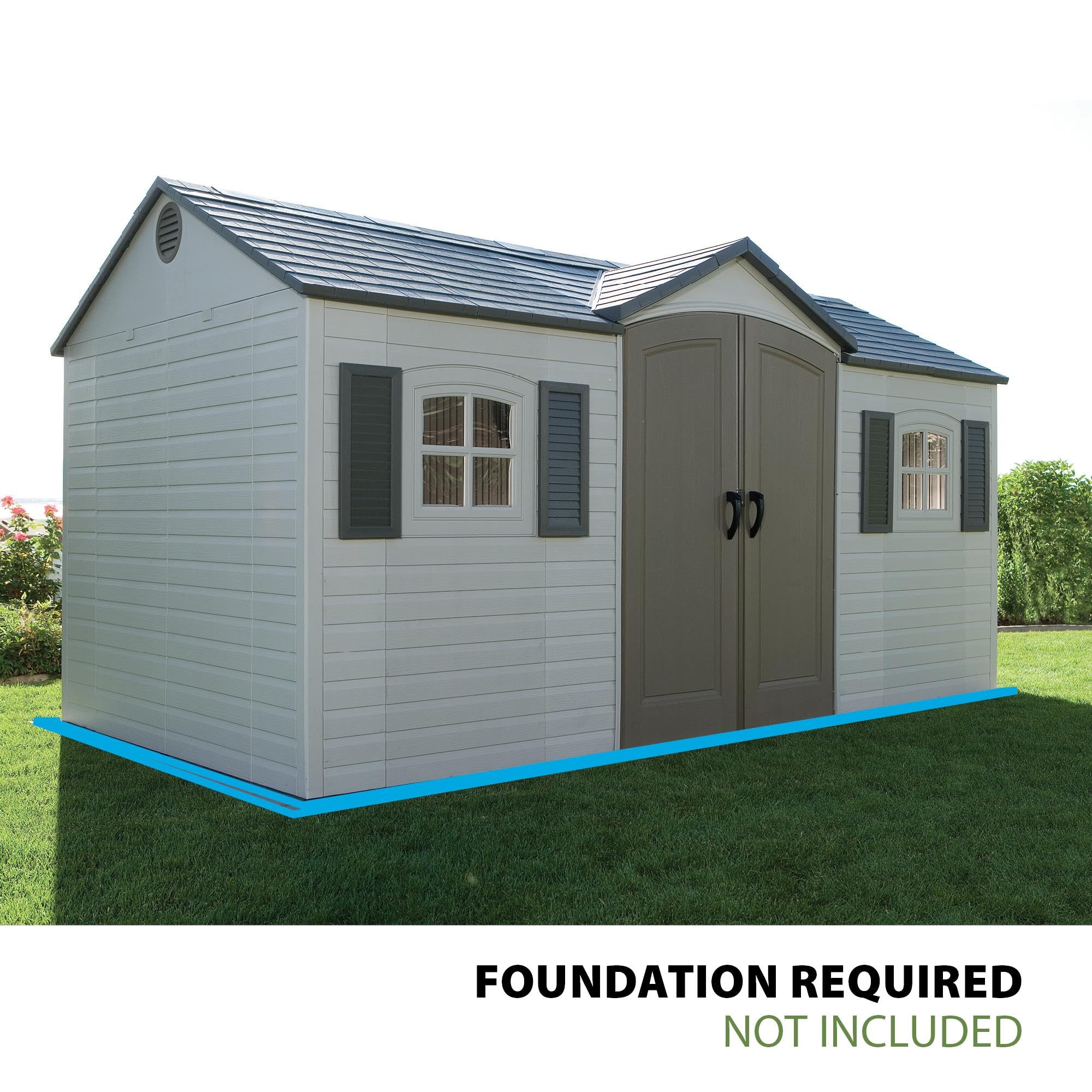 Lifetime 6446 8x15 Foot Outdoor Storage Shed in Desert Sand | Weather-Resistant Backyard & Garden Storage Solution for Tools, Equipment & Seasonal Items