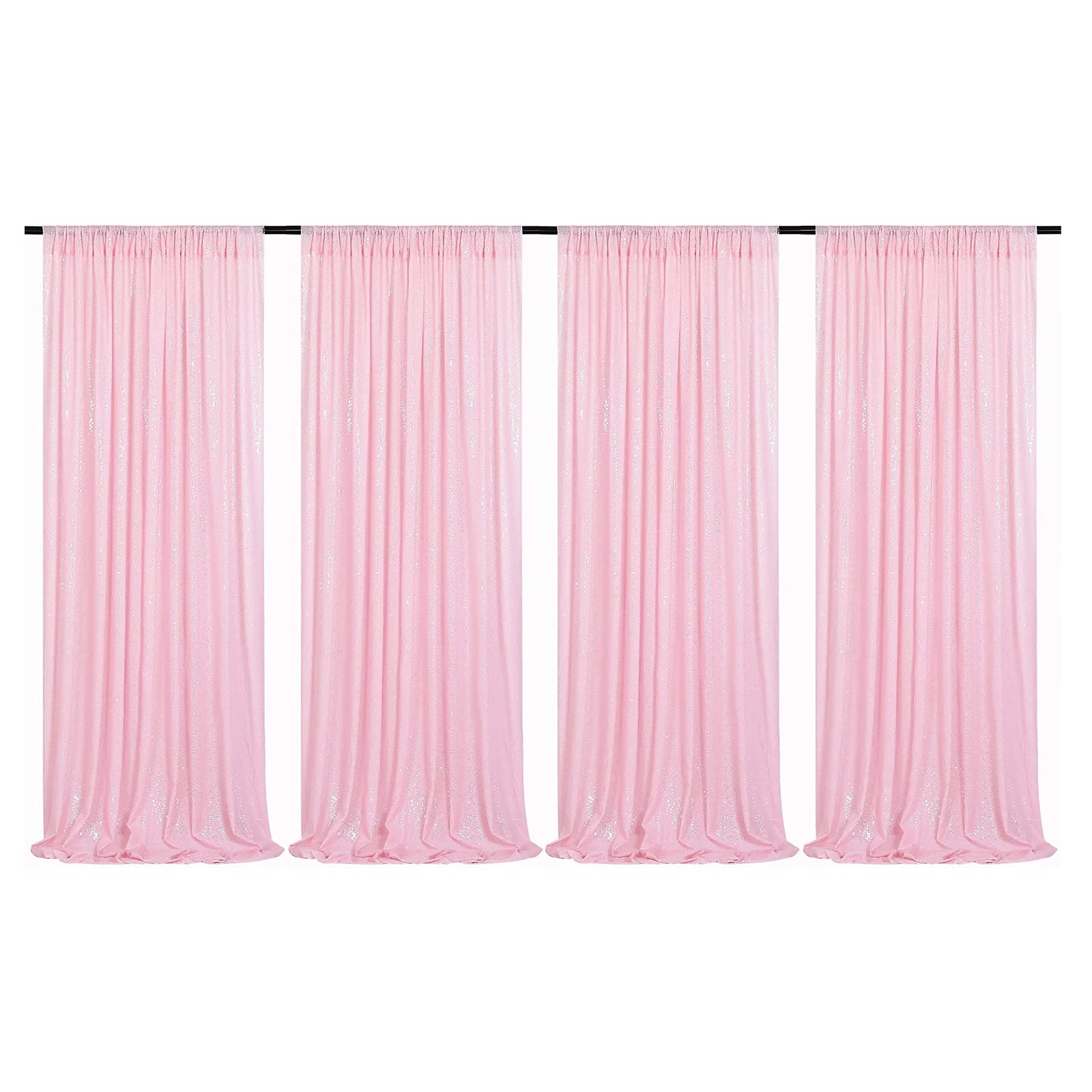 Pink Sequin Backdrop Curtains - 4 Panels 2FT x 8FT Glitter Photo Backdrop for Weddings, Birthdays, Bridal Showers & Valentine's Parties - Sparkling Party Decorations for Photo Booths, Stage Backgrounds & Event Decor