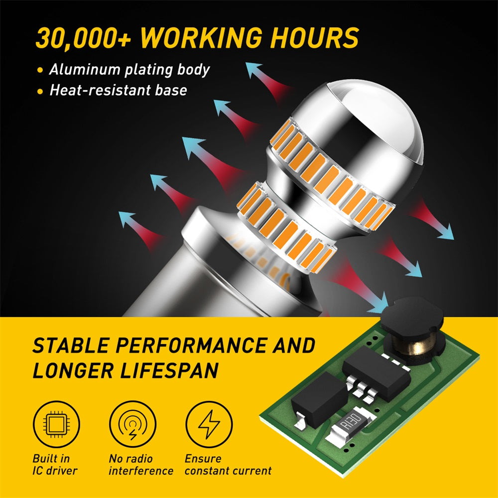 AUXITO Upgraded 1157 LED Bulb Amber Yellow - 400% Brighter 2057 2357 7528 BAY15D Replacement - Perfect for Front/Rear Turn Signals, Blinkers, Parking & DRL Tail Lights - Ideal for Cars, Trucks, SUVs & Motorcycles