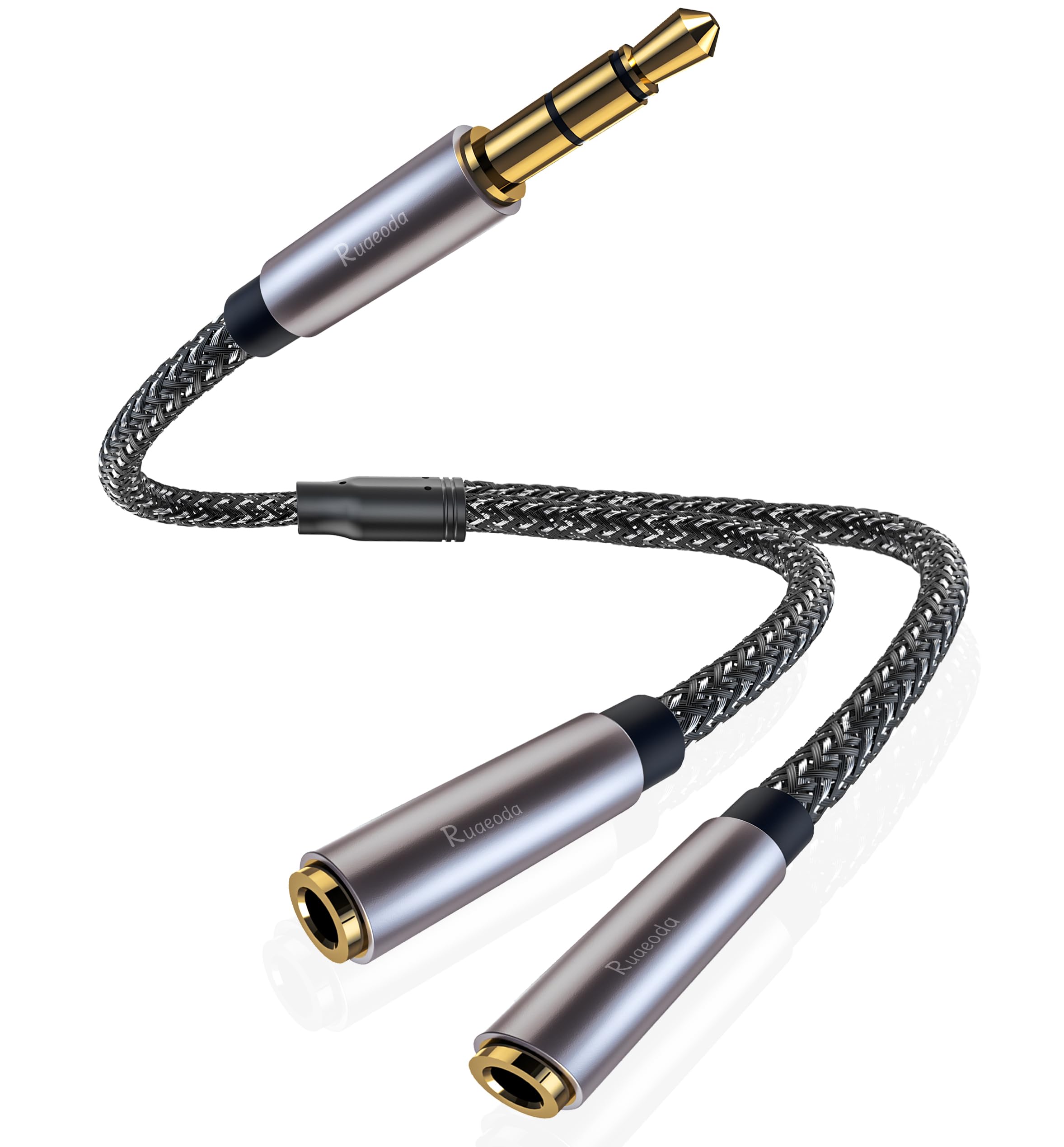 3.5mm Headphone Splitter - Stereo Y AUX Audio Cable, Male to Female Dual Jack Adapter for iPhone, Samsung, Laptop - Share Music with Friends on Road Trips, Flights & Gaming Sessions