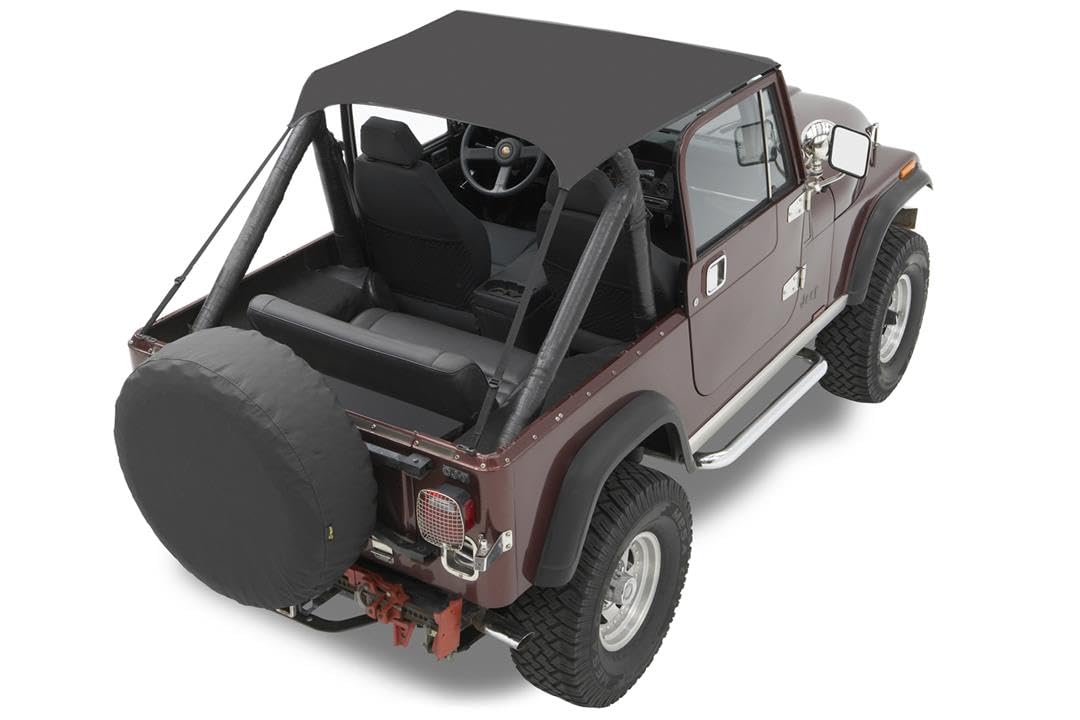 Bestop 52507-01 Black Crush Traditional Bikini Top for Jeep CJ-5 (1976-1983) - Soft Top Replacement & Summer Off-Roading Accessory