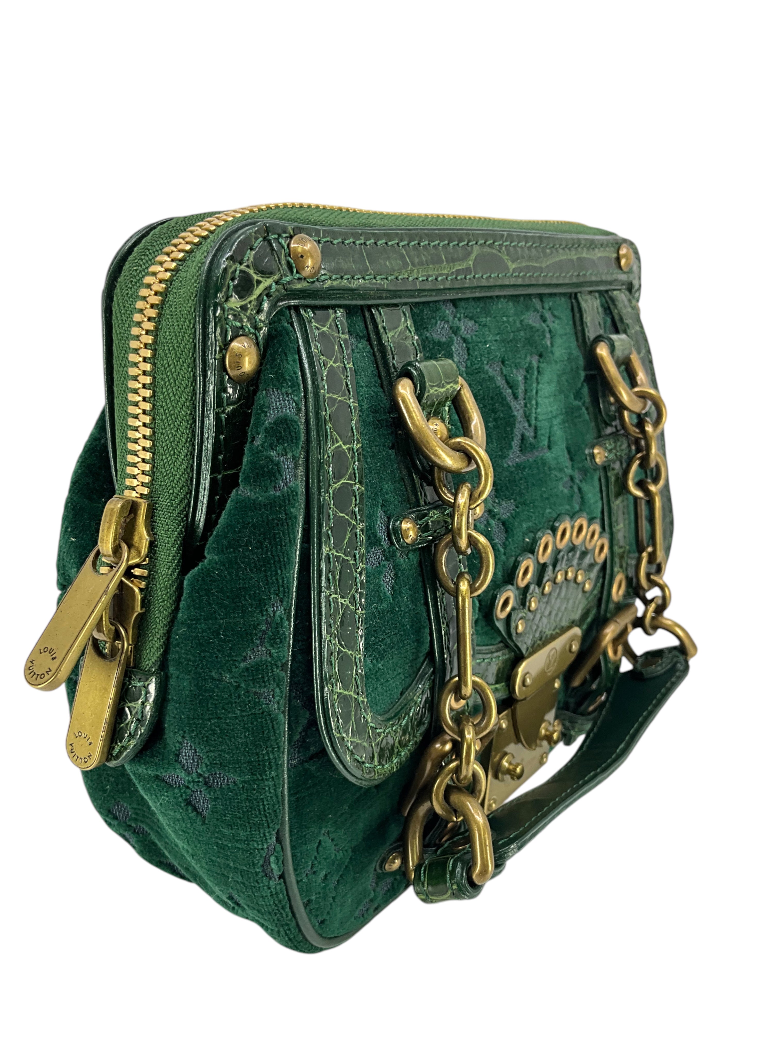 Authentic Louis Vuitton Limited Edition Monogram Velours Alligator Gracie PM Handbag - Luxury Designer Shoulder Bag for Women, Perfect for Evening Parties & Special Occasions