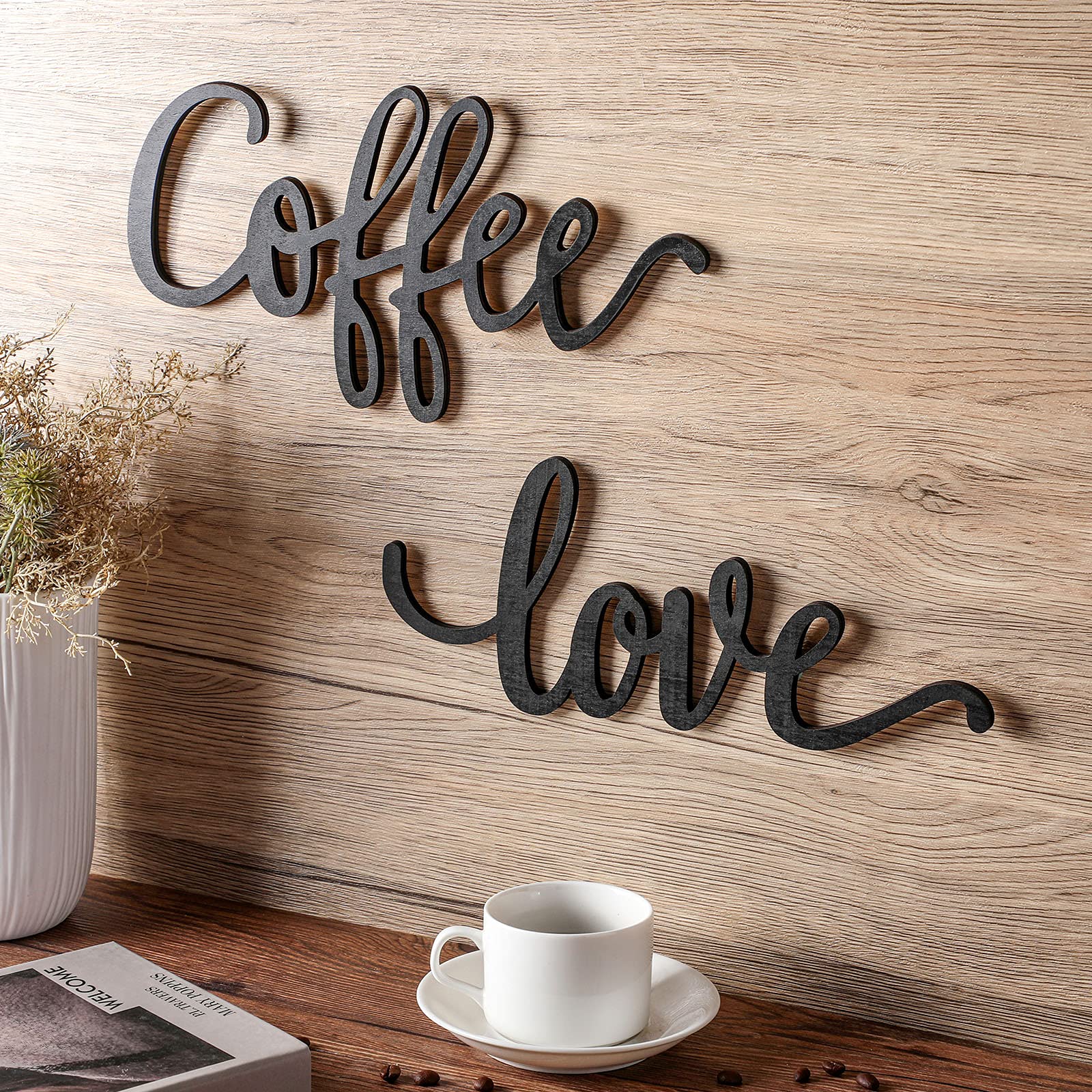 Rustic Wood Coffee Sign - Farmhouse Kitchen Decor for Home & Coffee Bar