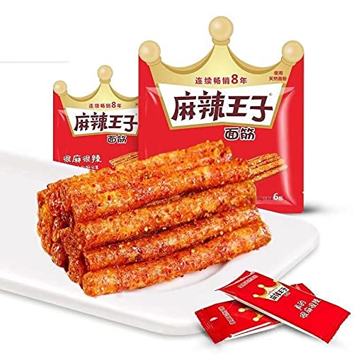 Spicy Chinese Vegetarian Snacks - Hand-Drawn Gluten Spicy Food (110g x 6 Bags) | Authentic Asian Flavors | Perfect for Parties, Movie Nights & Quick Snacking
