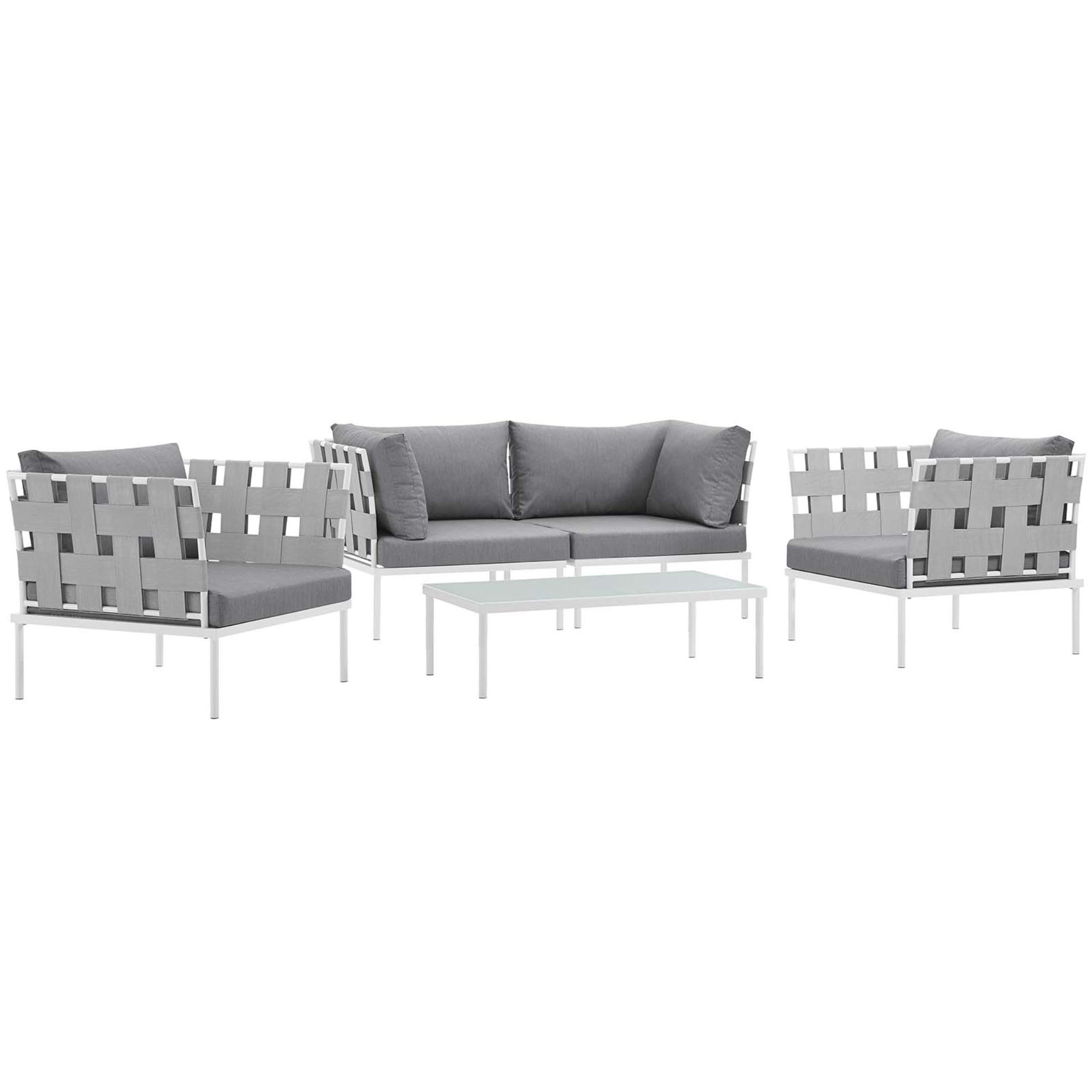 Ergode Harmony Outdoor Patio Sectional Sofa Set - All-Weather Waterproof Wicker Furniture with Modern Design & Machine Washable Cushions - Includes Tempered Glass Top Coffee Table - Perfect for Backyard, Poolside & Garden Relaxation