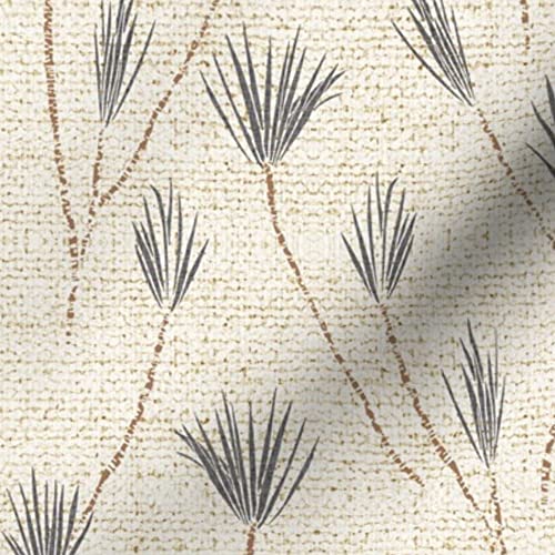 Neutral Palm Desert Boho Woven Cactus Botanical Printed Minky Fabric by The Yard - Earth Tone Woven Look Fabric for Sewing Baby Blankets, Quilt Backing & Plush Projects - Soft DIY Home Decor & Nursery Textiles