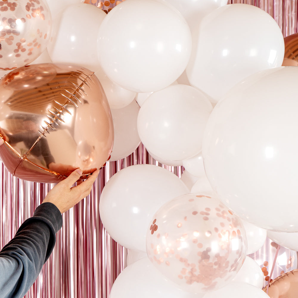 Balloon Arch Kit - 113 Pieces White & Rose Gold Balloon Garland for Parties, Weddings, Baby Showers - Premium Decoration Set with Balloon Pump & Accessories