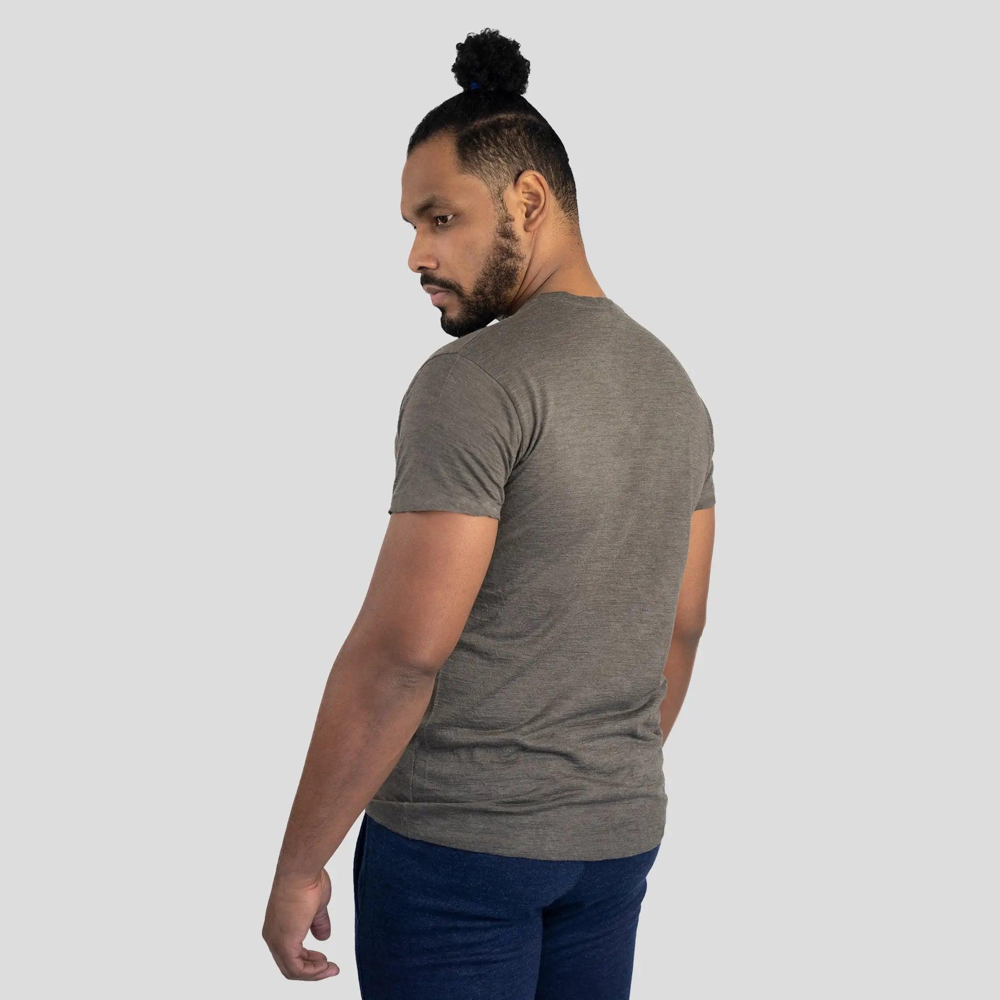 Ultralight Men's Alpaca Wool T-Shirt - 160 GSM Soft Crew Neck Tee for Outdoor Activities & Travel