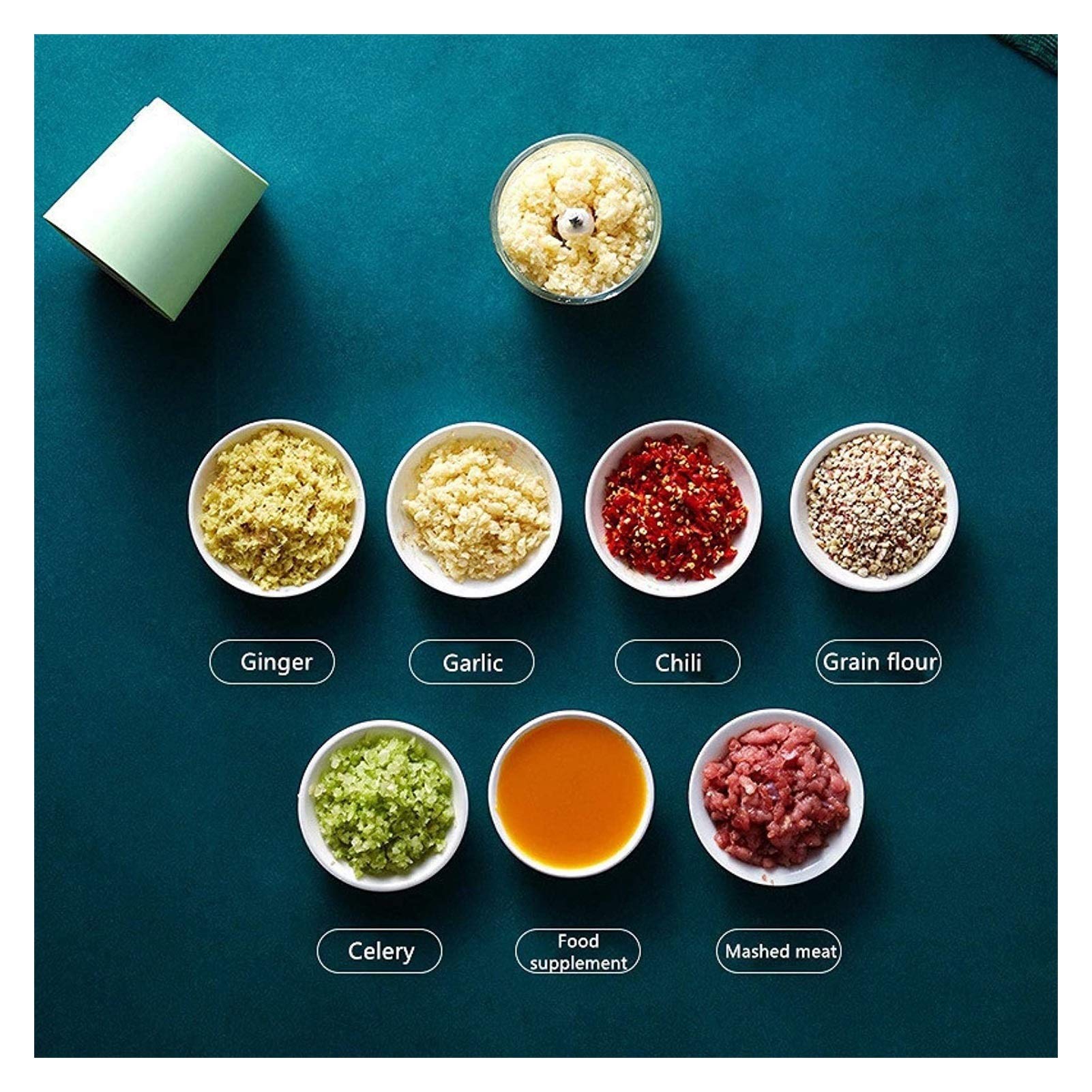 **300ml Mini Food Chopper - Powerful 4-Blade Electric Garlic Chopper for Vegetables, Fruits, Nuts, Onions, Pepper, Ginger & Salad - Quick Chopping in Seconds (Color: Blue) - Perfect for Meal Prep, Cooking & Healthy Snacks**
