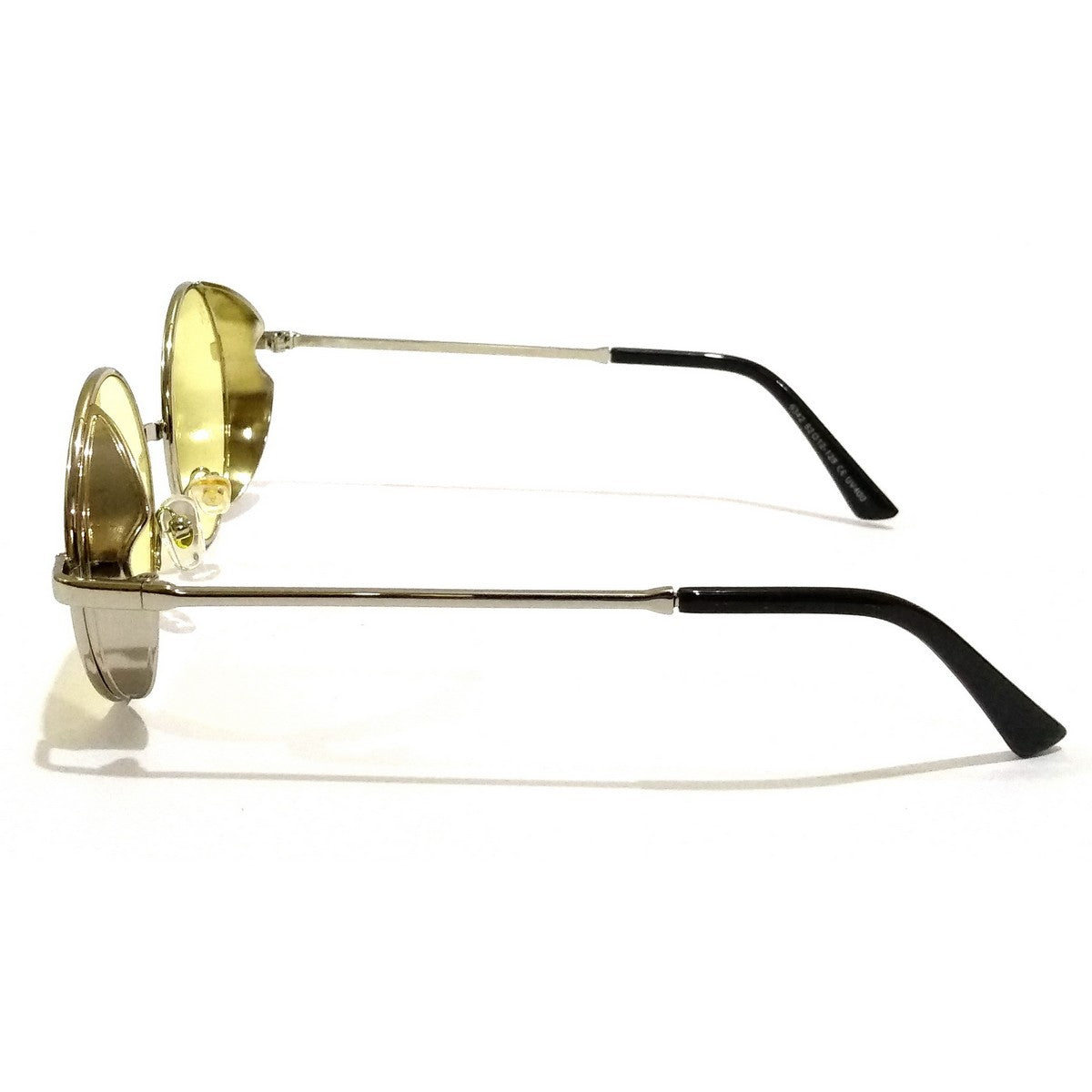 Silver Round Sunglasses with Yellow Lens - UV Protection Fashion Shades for Women & Men - Perfect for Beach, Driving, and Outdoor Activities