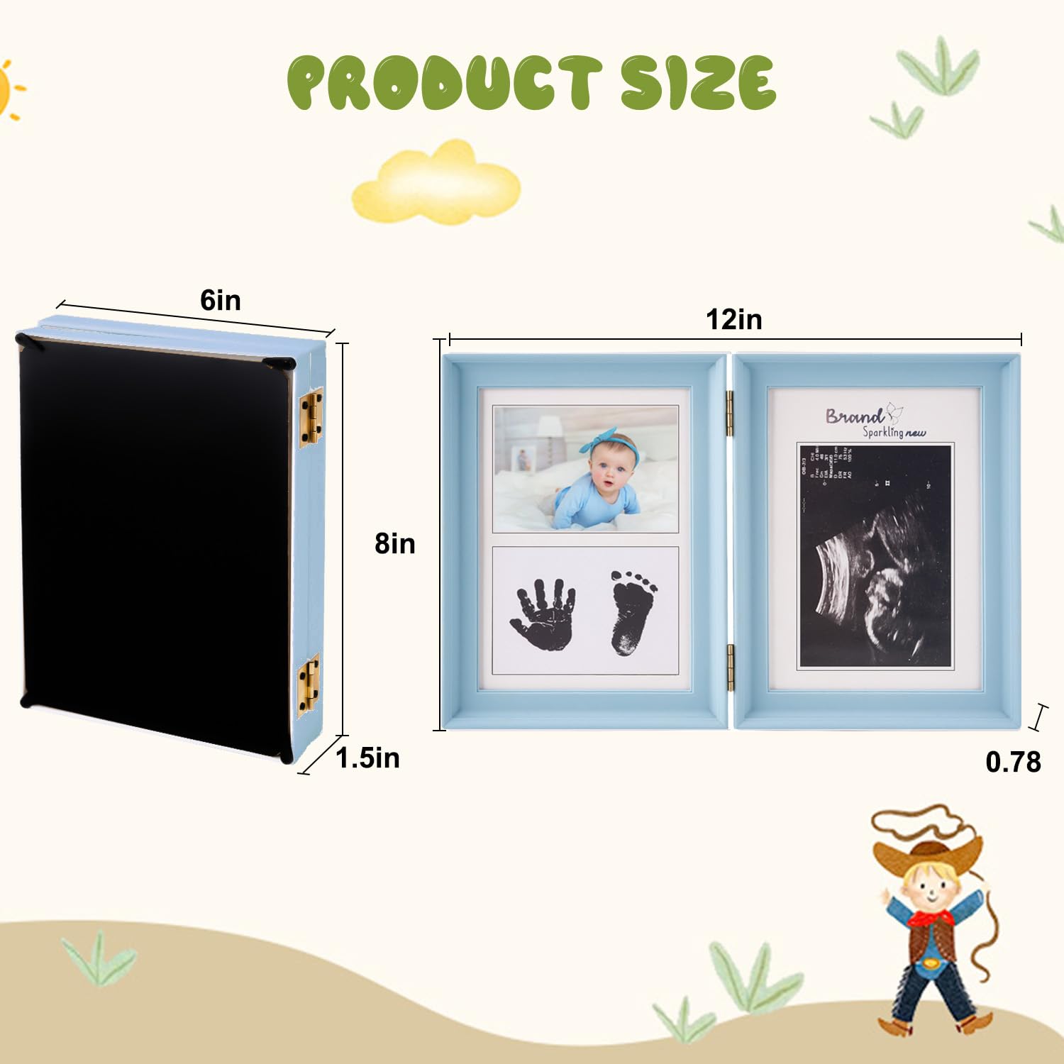 Baby Hand and Footprint Kit - Non-Toxic Ink Pad for Baby's First Prints | 4 Keepsake Art Cards | Mess-Free Baby Shower Gift for Boys & Girls (Blue) | Capture Precious Memories for Newborns, Christenings & 1st Birthdays