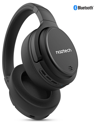 Naztech DRIVER ANC1000 Active Noise Cancelling Wireless Bluetooth Headphones - Premium Sound, Comfort Fit, 30H Battery (Black/White) | Perfect for Travel, Work & Gym
