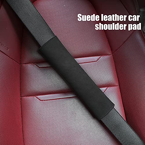 JEYODA 2Pcs Soft Suede Car Seat Belt Covers - Comfortable Shoulder Pad Protectors for Adults & Kids - Universal Fit for Cars, Trucks & SUVs - Reduce Friction & Pressure (Black) - Perfect for Long Drives, Road Trips & Daily Commuting