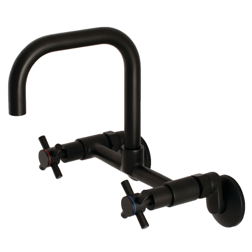 Kingston Brass Concord 8-Inch Adjustable Center Wall Mount Kitchen Faucet - Modern Pull-Down Sprayer for Easy Dishwashing & Food Prep