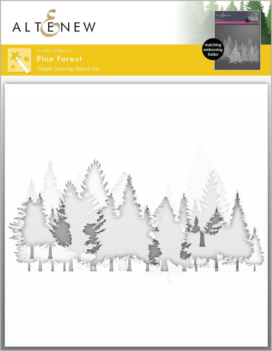 Pine Forest Simple Coloring Stencil Set (3 in 1) - DIY Art Supplies for Kids & Adults - Perfect for Home Decor, Scrapbooking & Relaxation Therapy