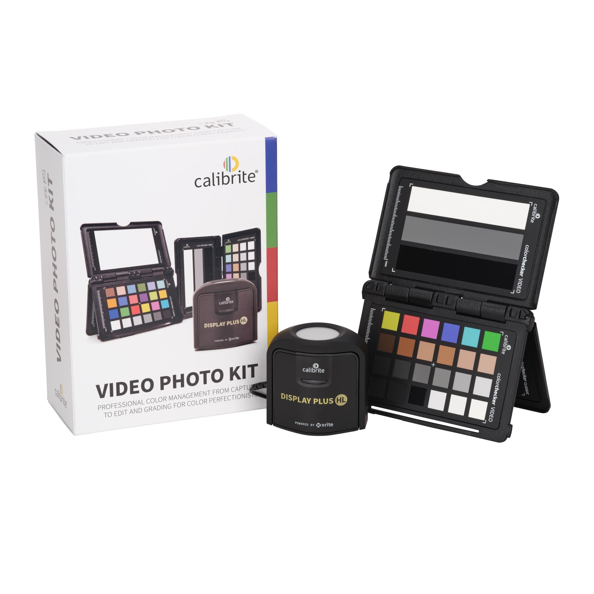 Calibrite Video Photo Kit - Display Plus HL & Passport Video 2 (CCPLHL-PPV2) | Professional Color Calibration Tools for Photographers & Videographers | Perfect for Studio, Editing, and Content Creation