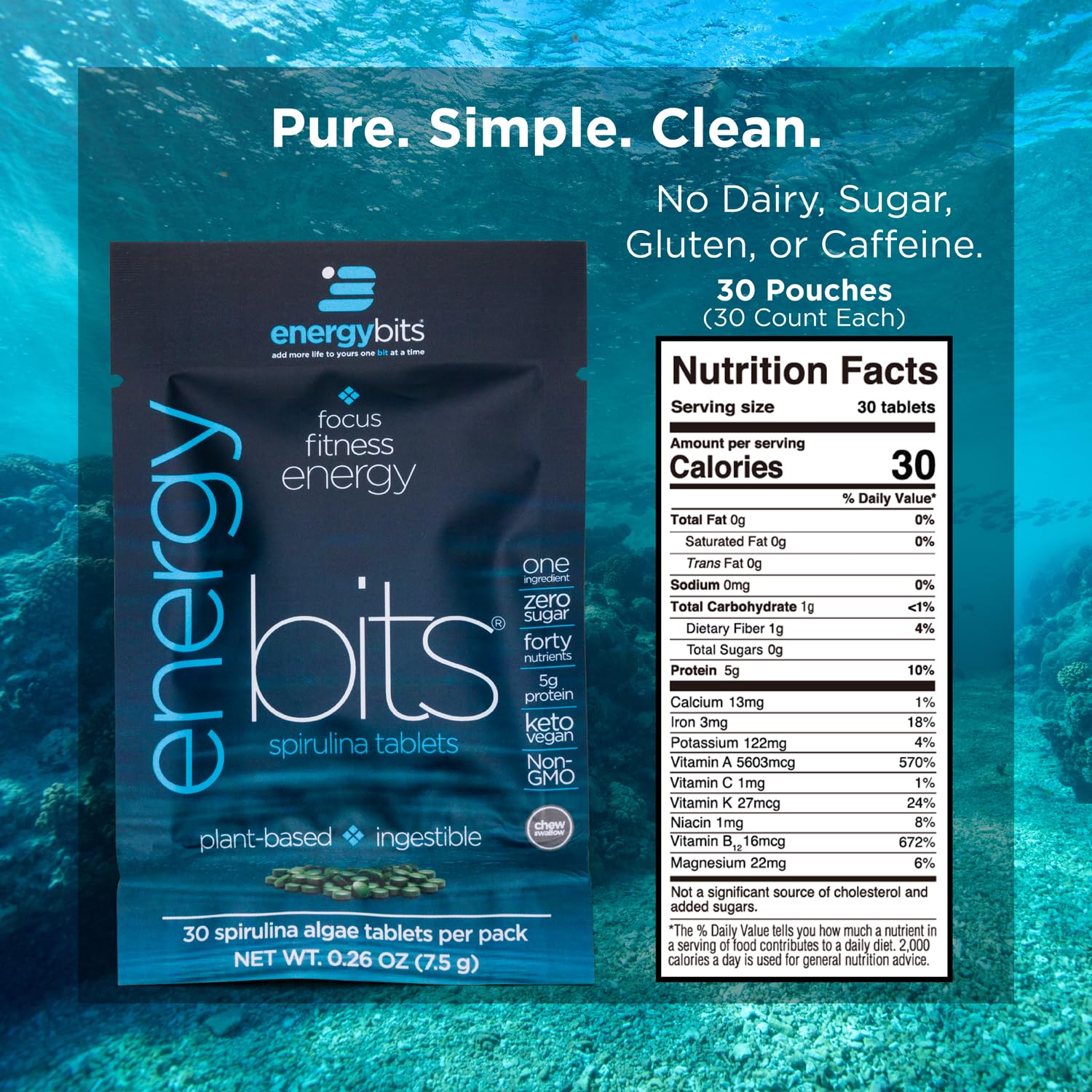 ENERGYBITS Organic Spirulina Tablets | Plant-Based Algae Superfood for Focus, Fitness & Energy | Vegan Protein with Collagen, B12 & Omega-3 | Gluten-Free, Keto-Friendly | 900 Tablets for Athletes, Busy Professionals & Health Enthusiasts