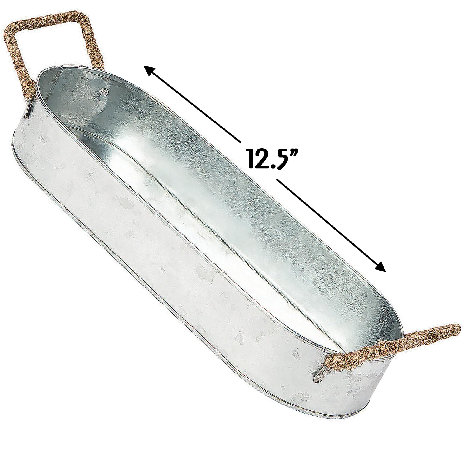 Galvanized Metal Tray with Handles for Kitchen & Serving