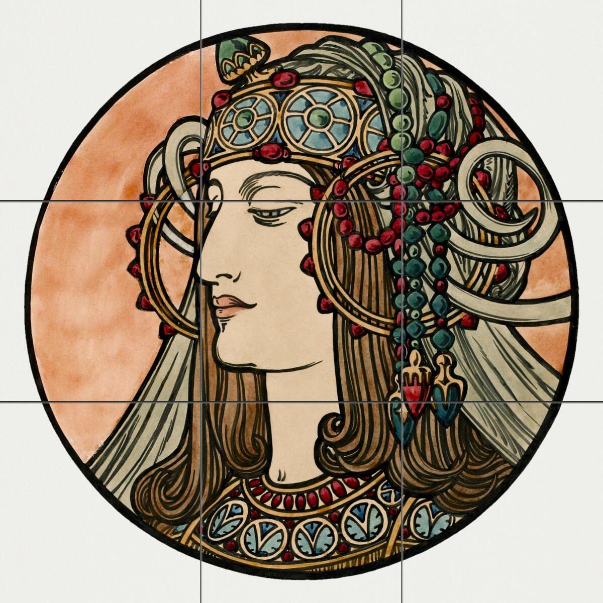 Alphonse Mucha Tile Mural Kitchen Backsplash - Vintage Art Nouveau Wall Decor - Perfect for Kitchen Renovation & Home Décor