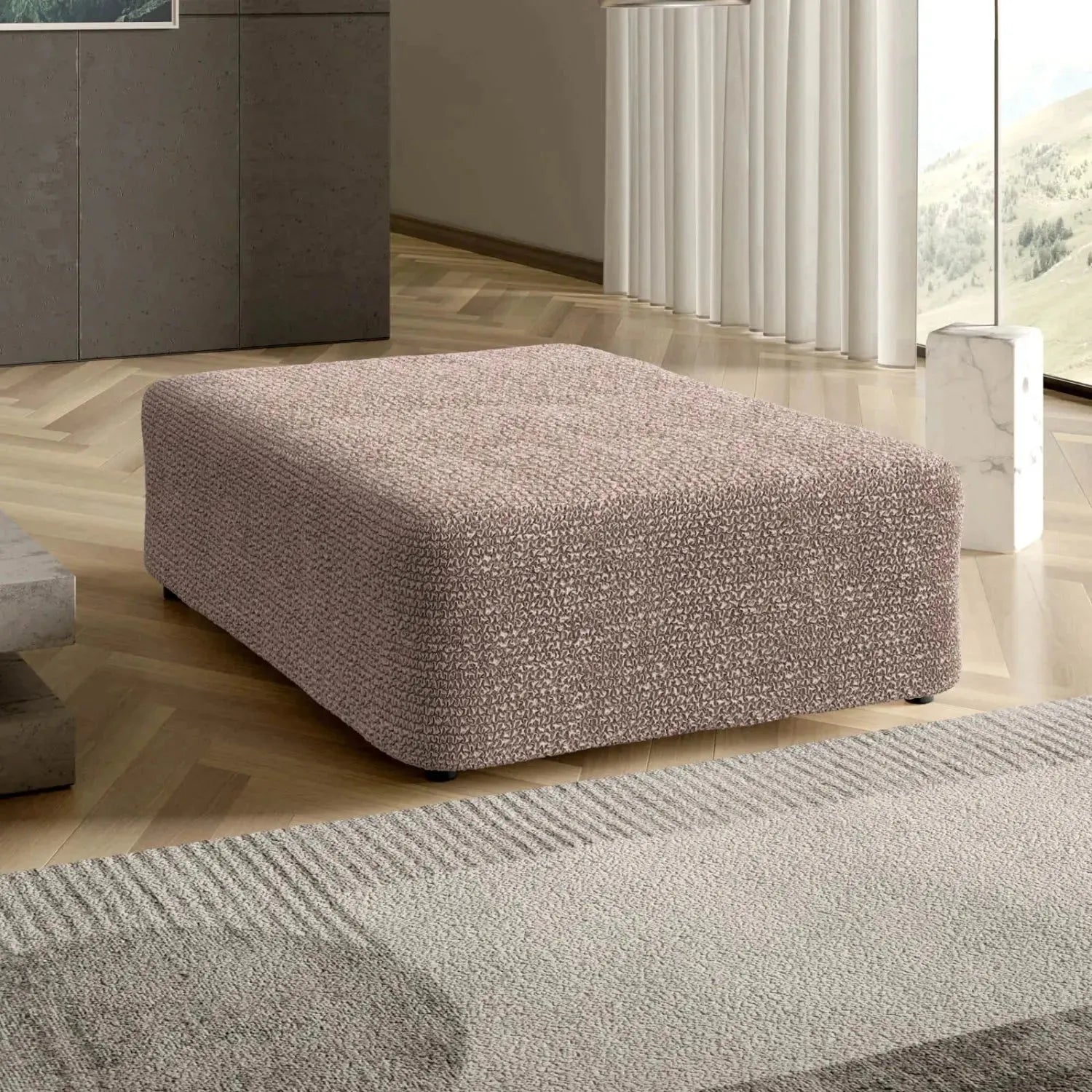 Large Ottoman Slipcover - Microfiber Collection for Living Room, Bedroom & Home Decor | Washable & Durable Furniture Cover