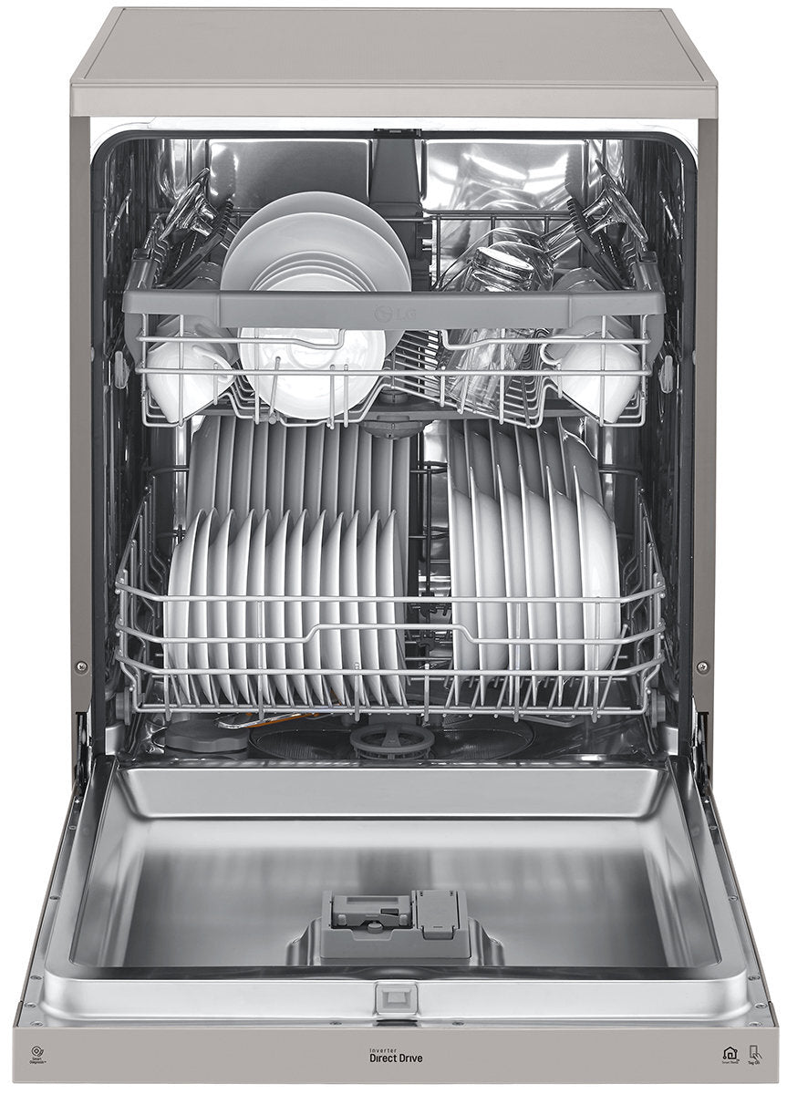 LG 14 Place Settings QuadWash Dishwasher in Platinum Steel Finish XD5B14PS - Perfect for Large Families & Entertaining Guests