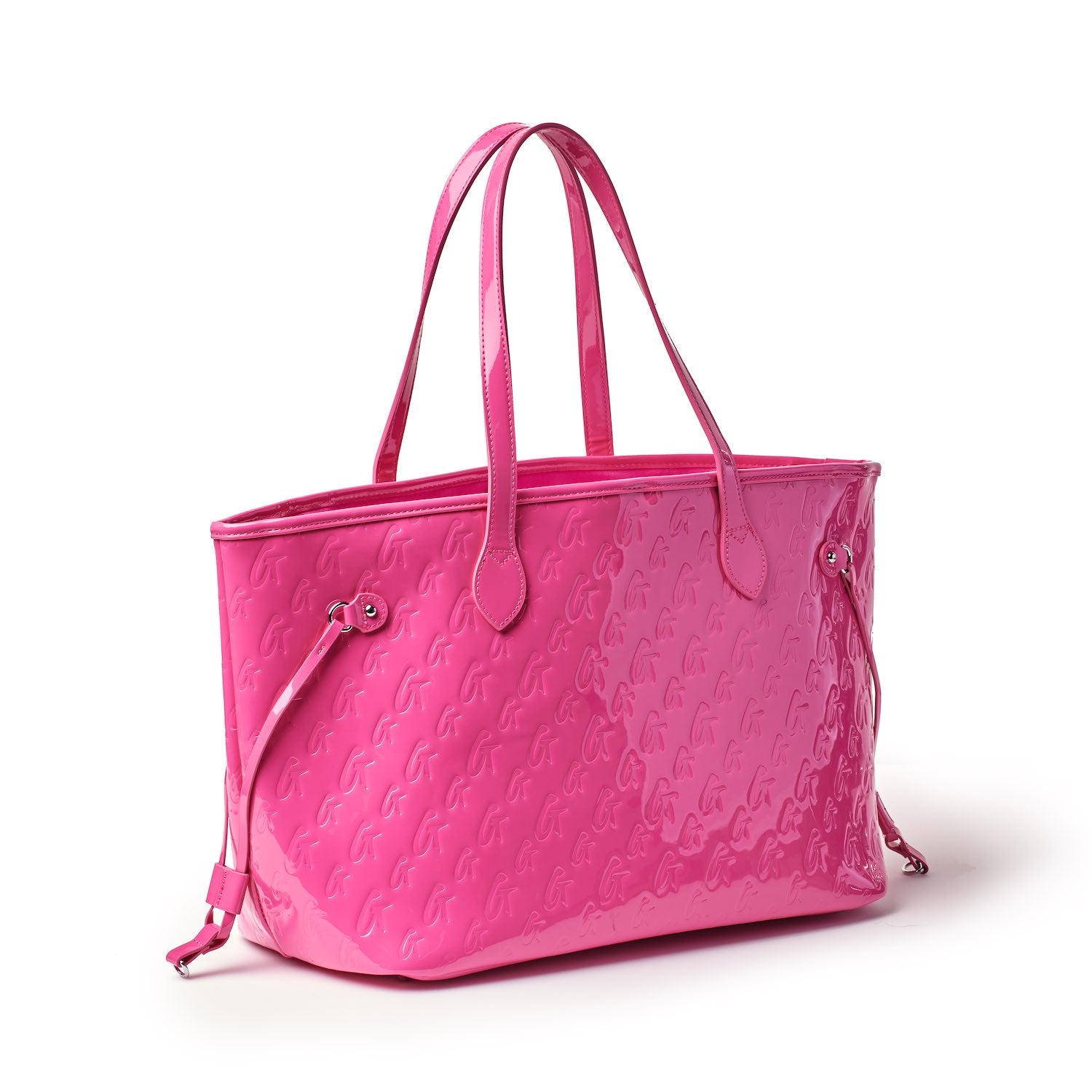 Monogram Glam Tote Bag in Mirror Hot Pink - Stylish Designer Handbag for Women, Perfect for Work, Travel & Everyday Use