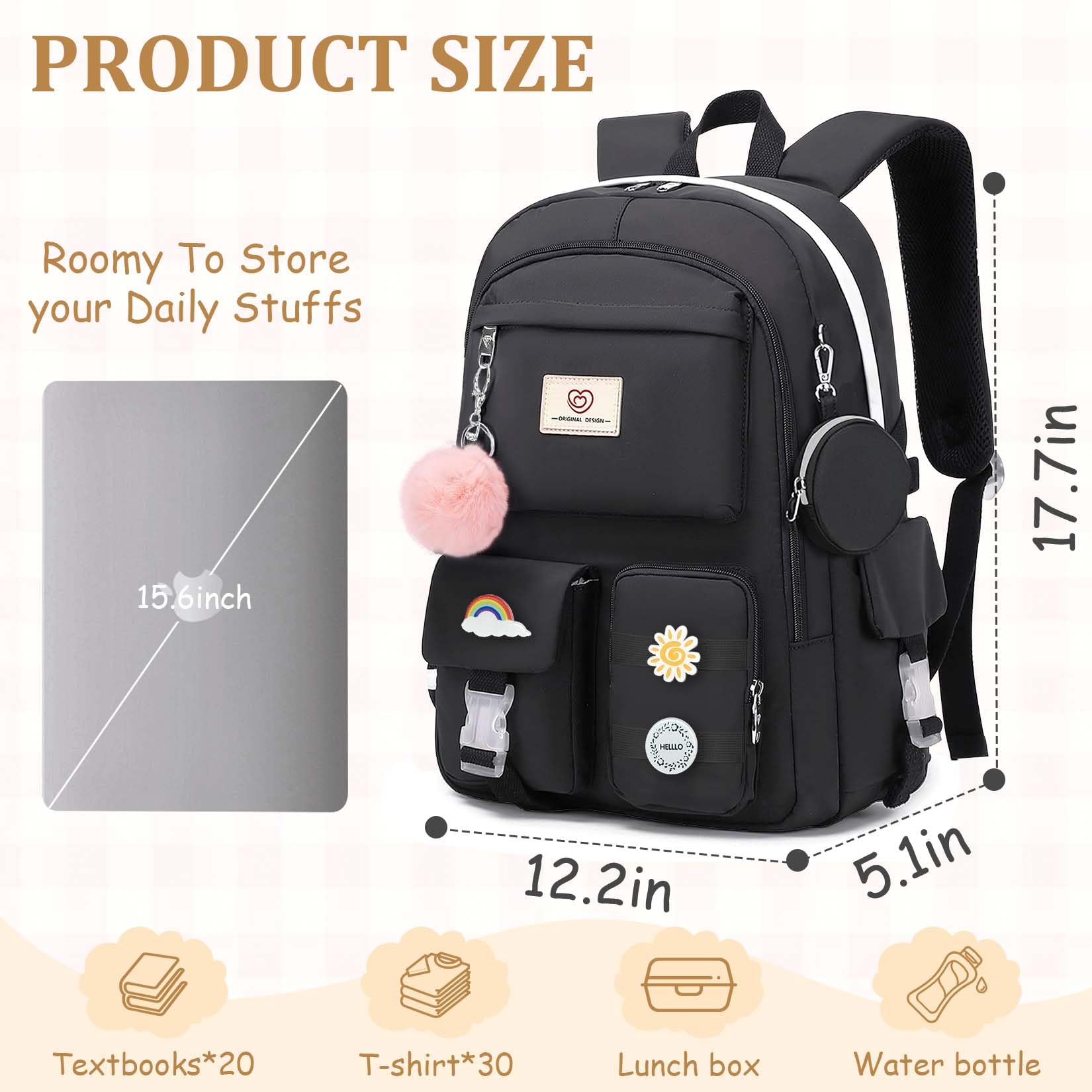 Stylish Girls Backpack for School & Travel - Large 18