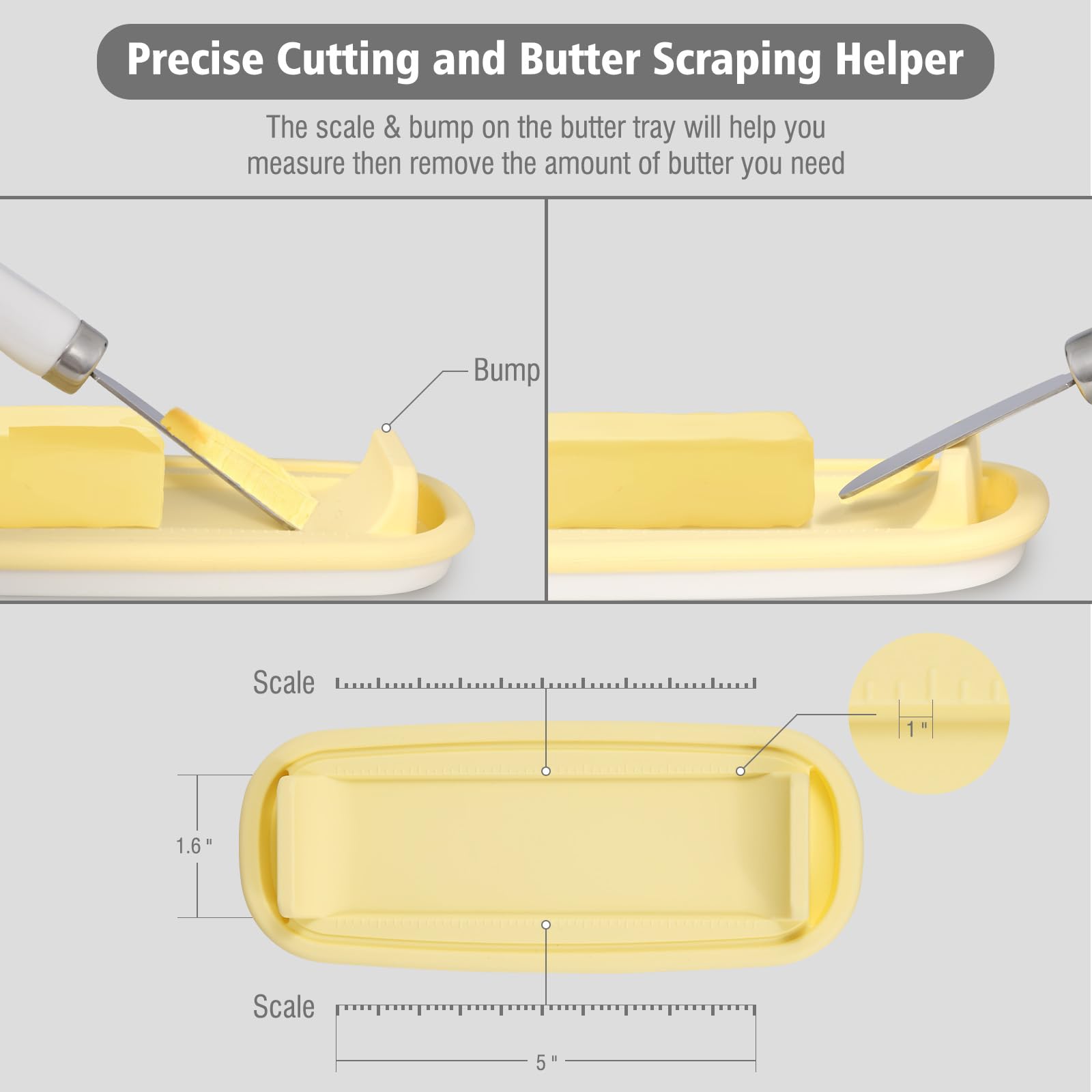 Clear Plastic Butter Dish with Lid and Knife - Butter Keeper for Countertop & Refrigerator - Easy Scoop & Clean - Perfect for West & East Coast Butter - Ideal for Breakfast, Baking, and Kitchen Storage