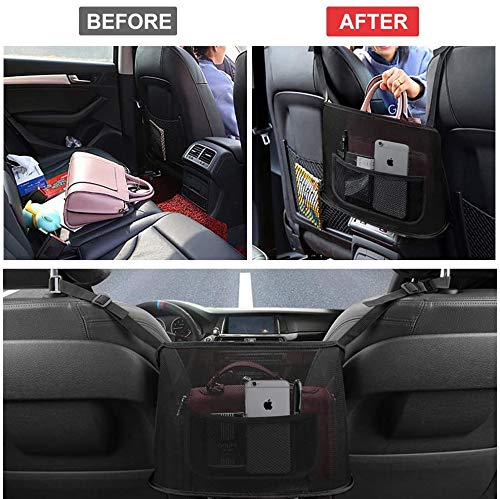 Universal Car Mesh Net Bag - Durable Seat Back Organizer with Storage Pockets, Luggage Holder for Car Interior Accessories, Perfect for Road Trips and Family Travel