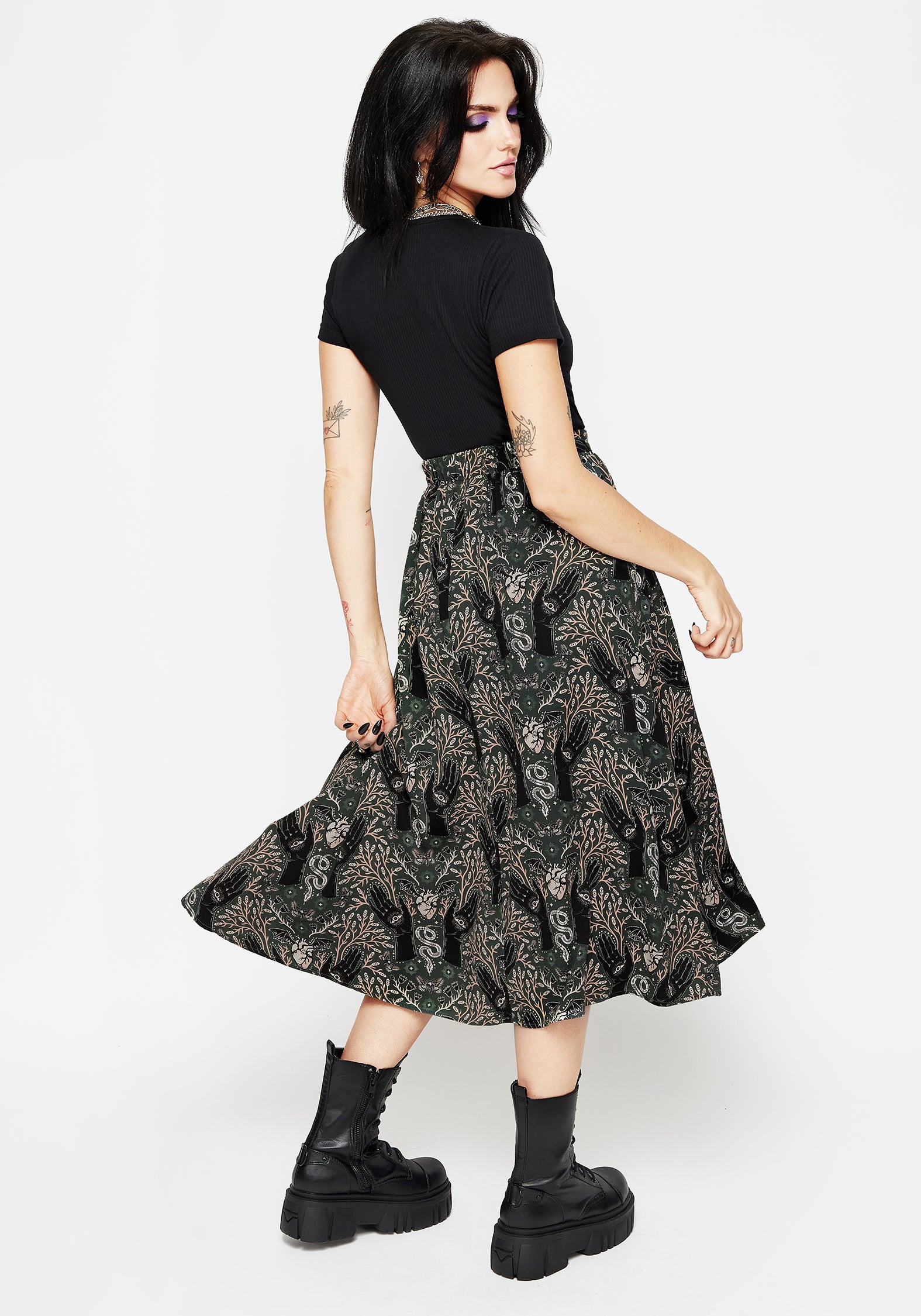 Stylish Hemlock Tie Detail Midi Skirt in Green | Women's Fashion Skirt for Office, Party & Casual Wear