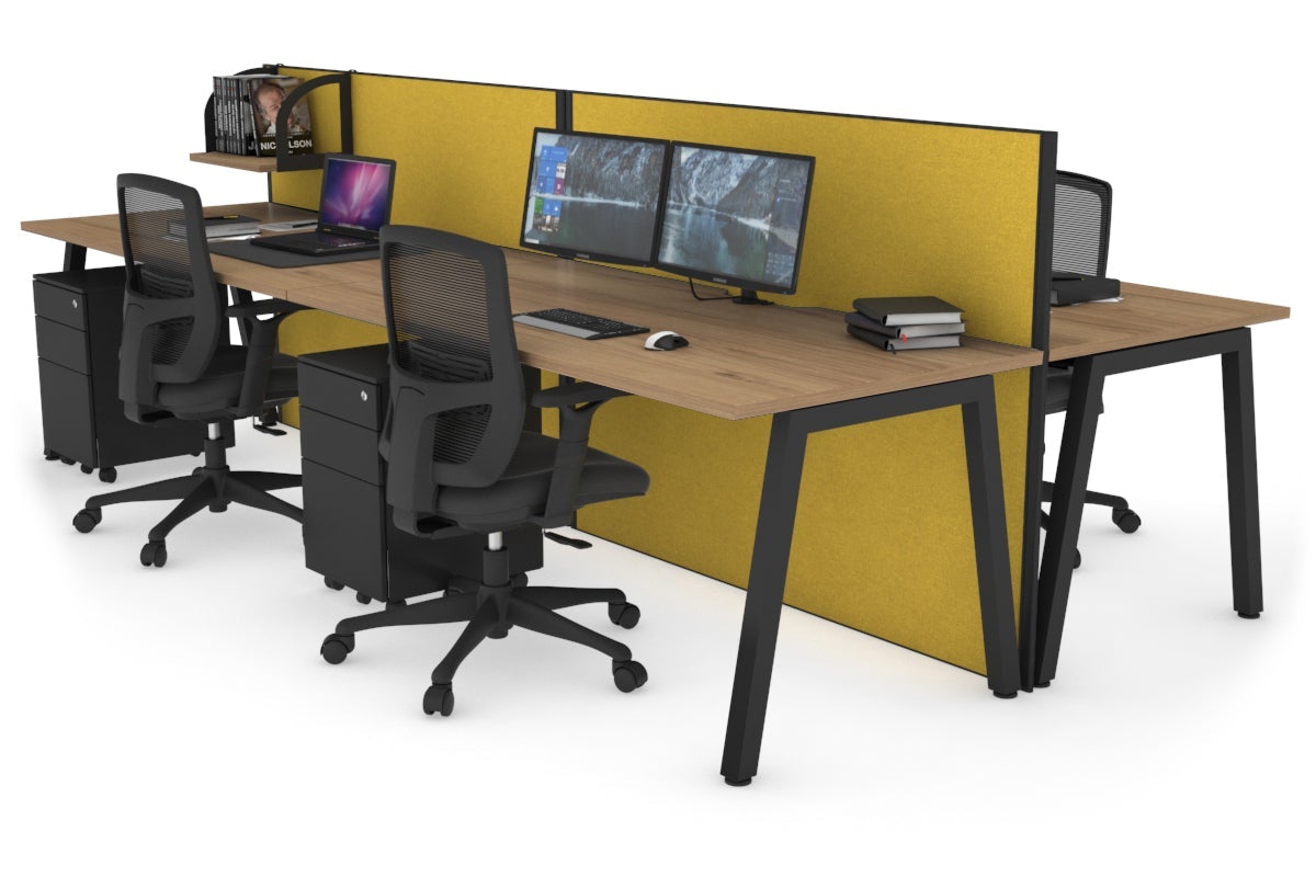 Horizon Quadro 4-Person Office Workstation Bench with A-Legs - 1200L x 800W with Cable Management - Perfect for Collaborative Workspaces & Open Office Environments