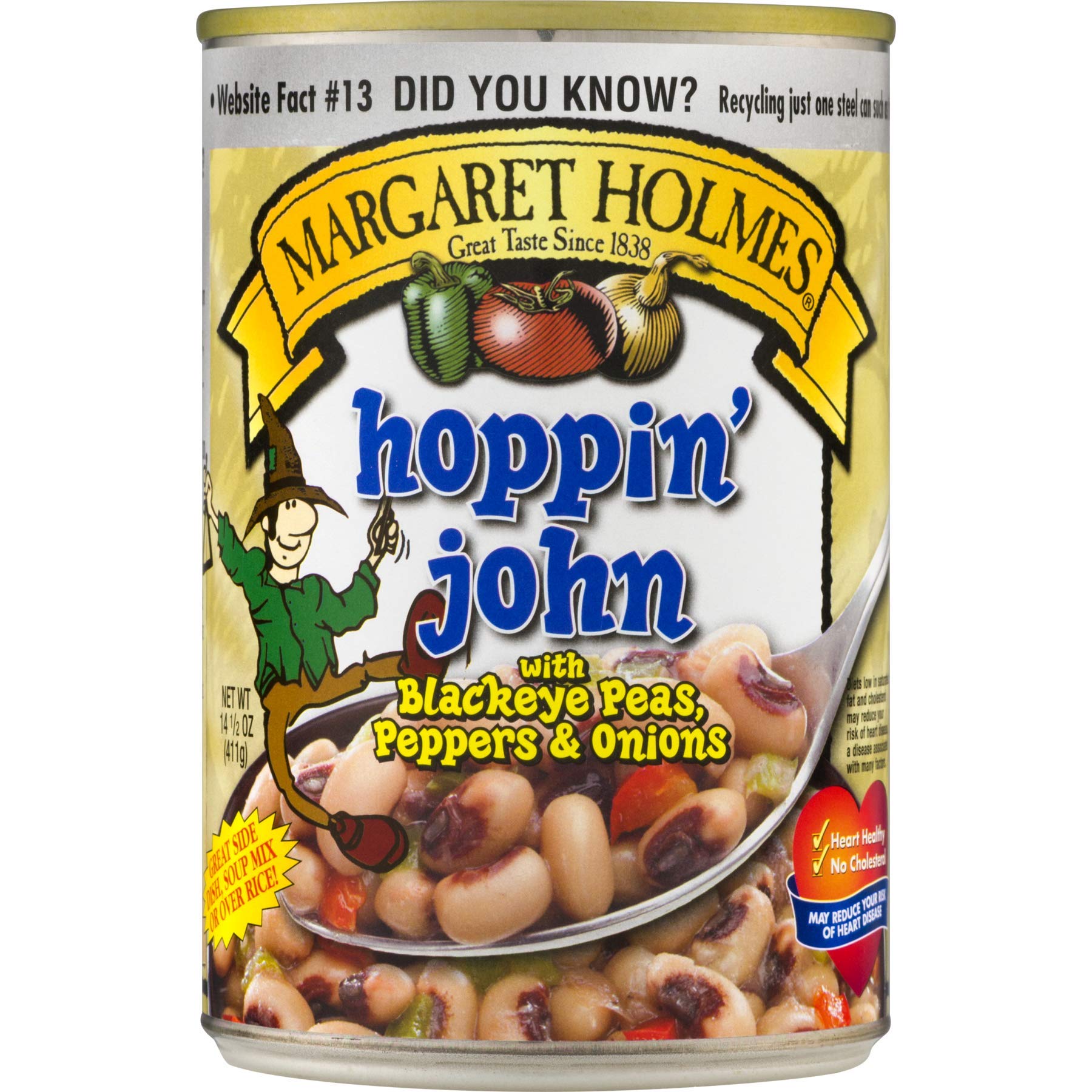 Margaret Holmes Hoppin' John with Black Eyed Peas, Peppers & Onions - 2 Pack (14.5 oz Cans) - Southern Style Canned Beans for Quick Meals, Camping & Emergency Food Storage