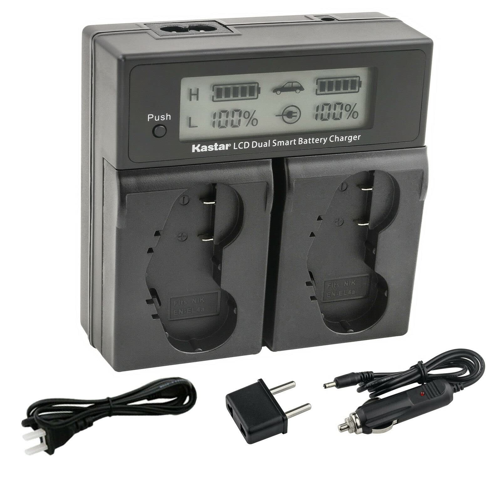 Kastar EN-EL4a AC LCD Dual Fast Battery Charger for Nikon D2 Series Cameras (D2/D2H/D2Hs/D2X/D2Xs) - Professional DSLR Charging Solution for Travel & Photography