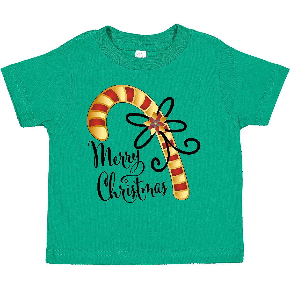 Inktastic Merry Christmas Red and Gold Candy Cane Toddler T-Shirt - Festive Holiday Outfit for Babies & Toddlers - Perfect for Christmas Photos, Family Gatherings & Holiday Parties